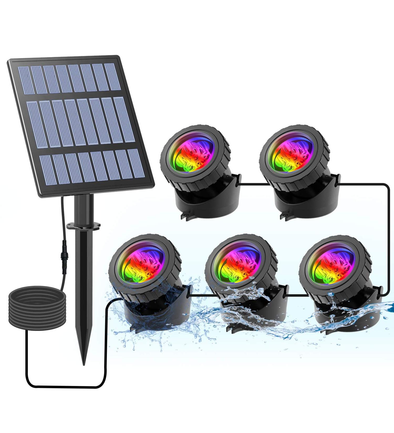 Coreslux RGB Solar Pond Lighting - Adjustable IP68 Waterproof Underwater Spotlights (5 Pack) for Garden & Diving - Buy Online on GoSupps.com
