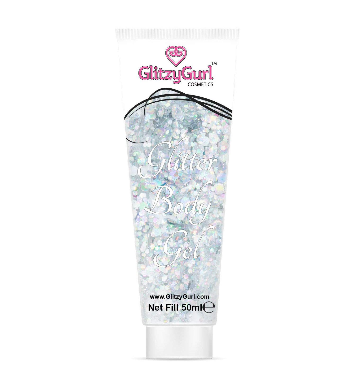 Holographic Glitter Face and Body Gel 50ml Cosmetic Glitter Body Glitter Hair Glitter Gel (Silver Storm)