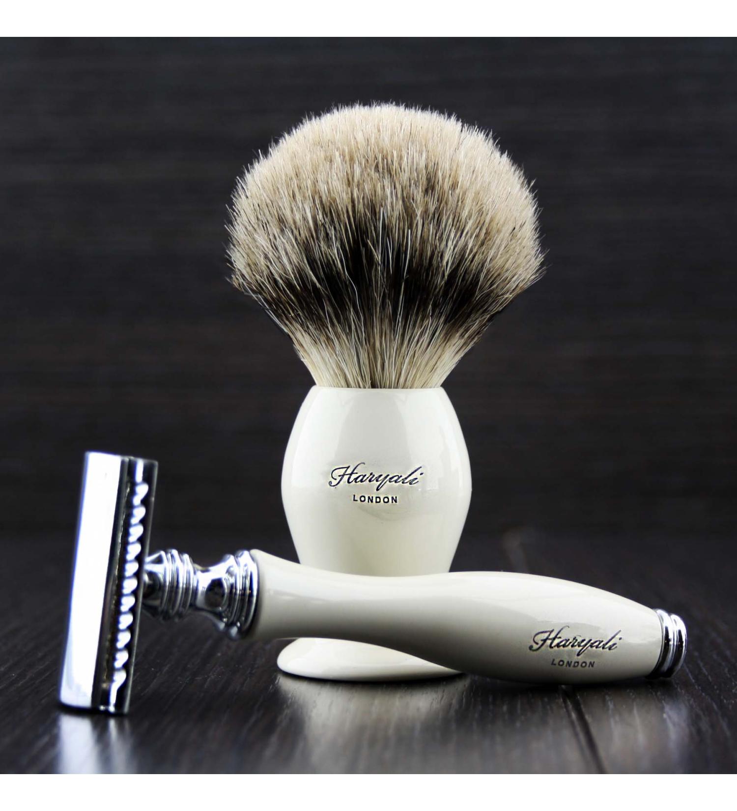 Buy Haryali London Double Edge Shaving Razor & Badger Hair Brush Kit | Premium Shaving Set for Men | International Shipping Available - Buy Online on GoSupps.com