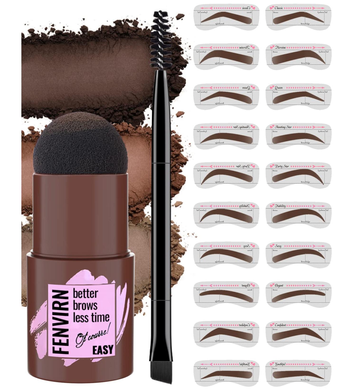 FENVIRN Eyebrow Stamp Kit - 20 Waterproof Stencils for Perfect Dark Brown Brows - Buy Online on GoSupps.com