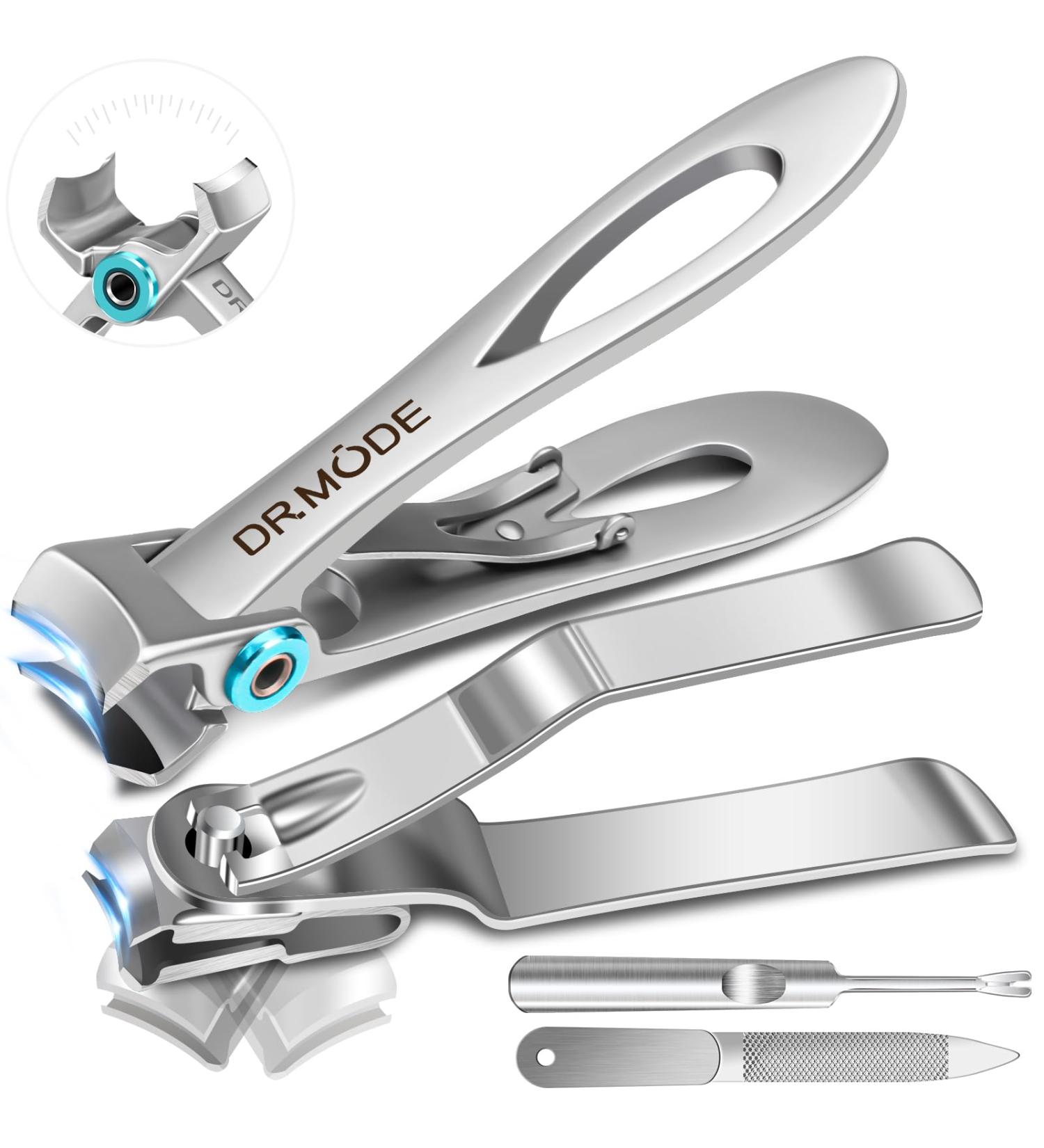 Nail Clippers for Men Thick Nails - DRMODE 16mm Wide Jaw Opening Extra Large Toenail Clippers & Easy Grip 360 Degree Rotary Fingernail Clippers for Seniors Nail Cutter with Nail File Cuticle Trimmer Nail set Silver - Buy Online on GoSupps.com