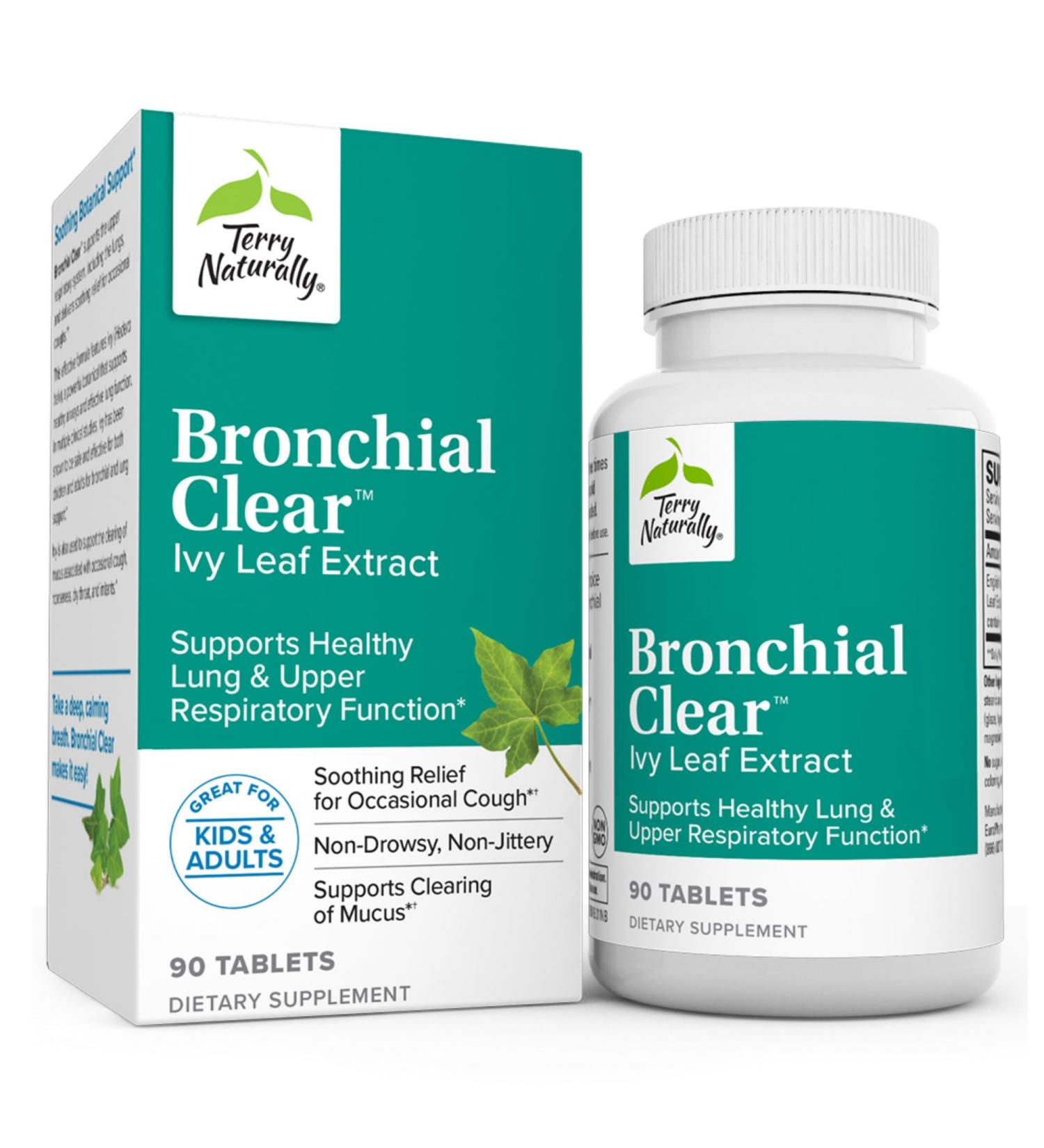 Terry Naturally Bronchial Clear - 90 Tablets for Soothing Cough Relief | Non-Drowsy Non-GMO | International Shipping Available - Buy Online on GoSupps.com
