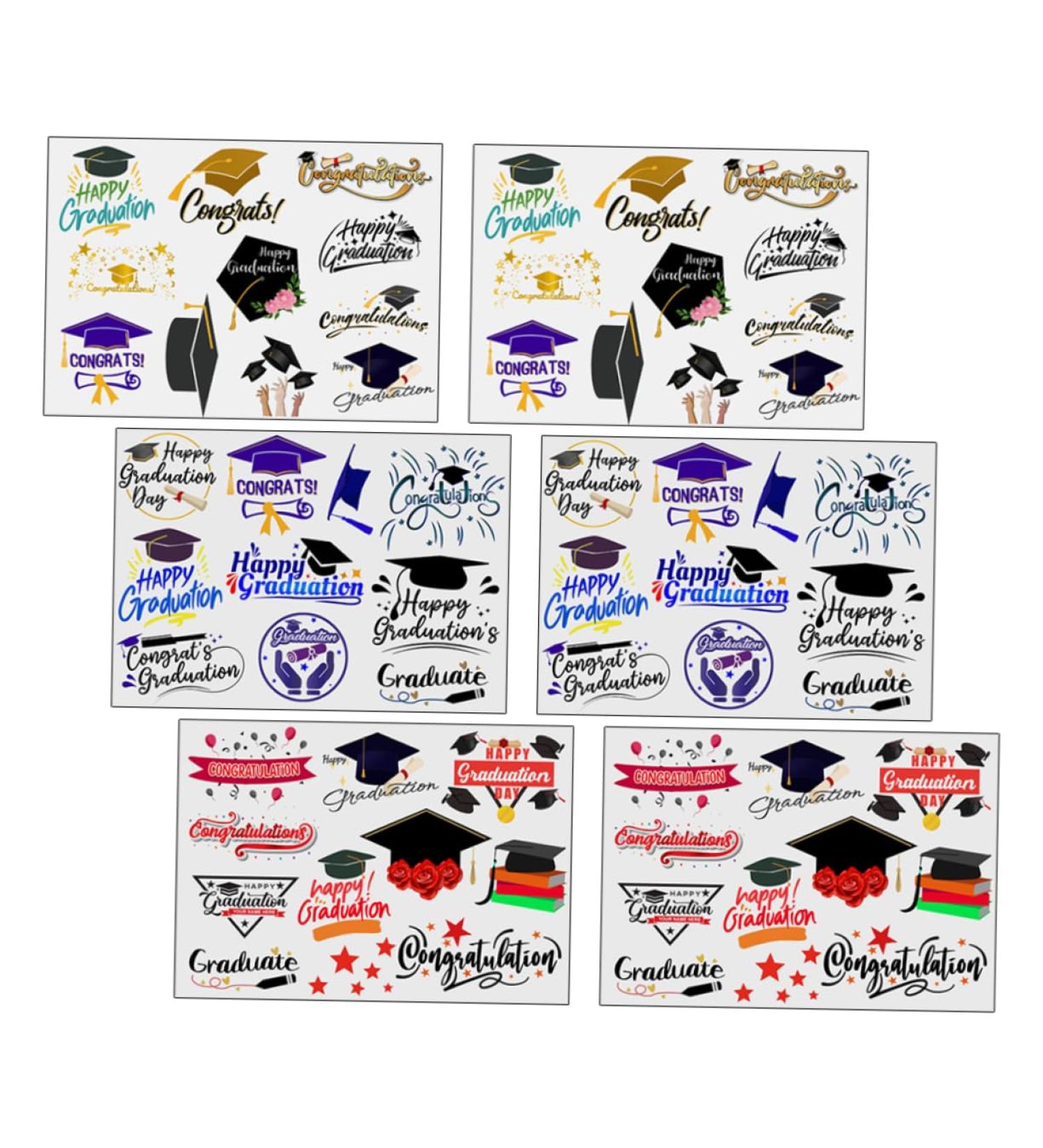 6 Sheets Graduation Season Stickers Graduation Stickers Graduation Body Decorative Stickers Graduation Sticker Arm Stickers Gradient Envelope Emulsion - Buy Online on GoSupps.com