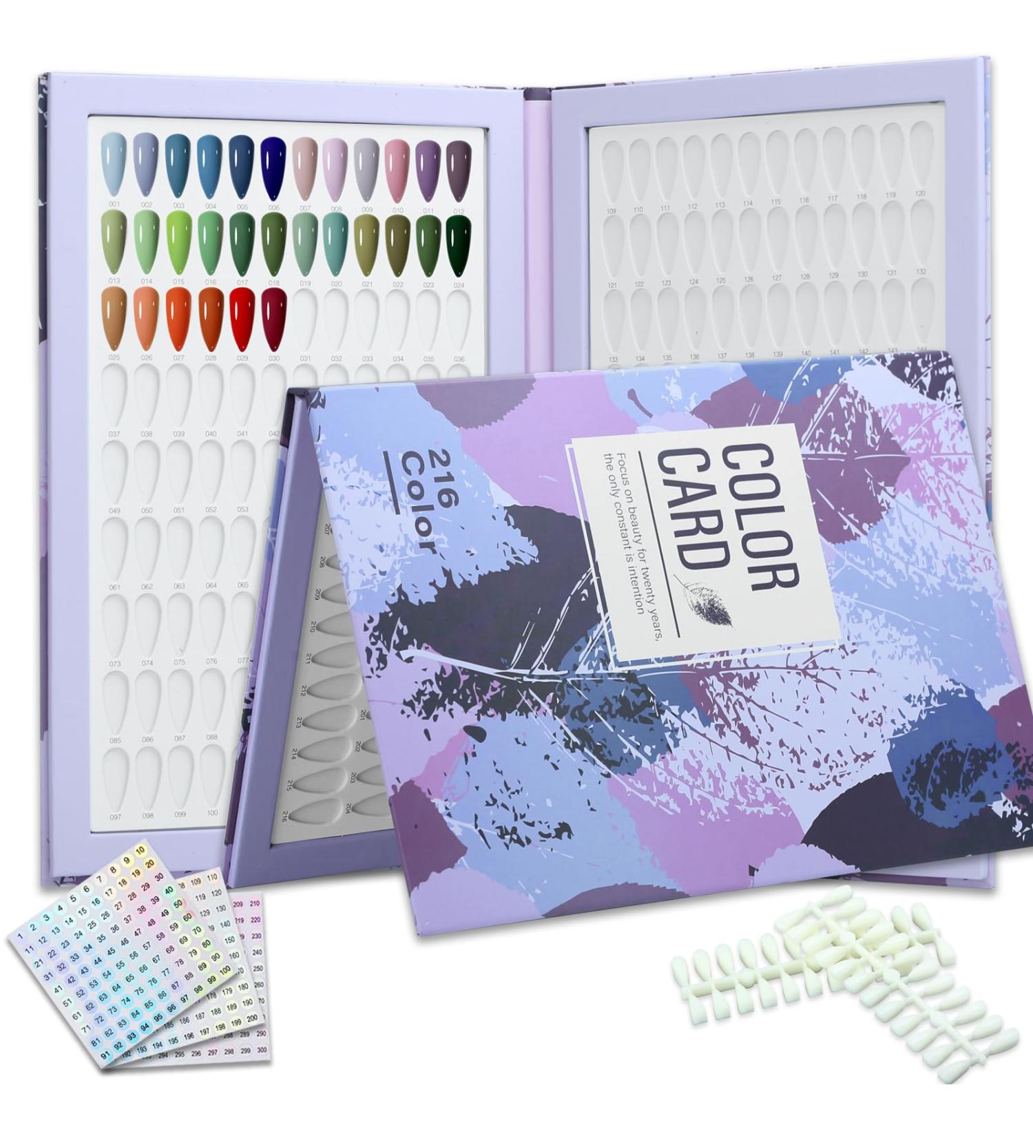 216 Colors Nail Swatches Book - Leather Nail Color Display with 240 Tips & Number Stickers | Professional Nail Color Chart for Nail Art Design (Purple) - International Shipping Available - Buy Online on GoSupps.com