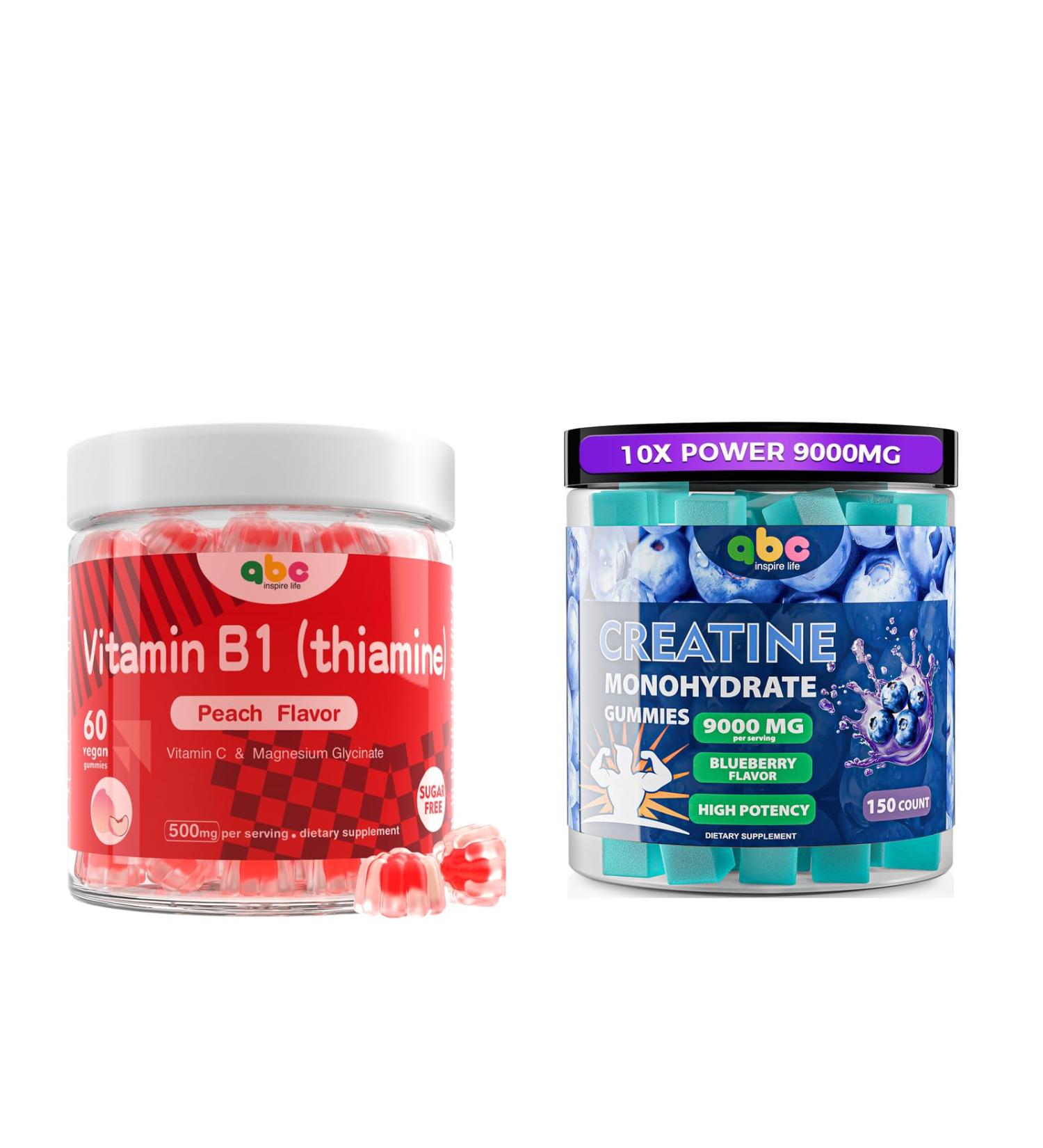 NEWOLITE Creatine Monohydrate Gummies 9000mg for Men Vitamin B1 Gummies 300mg for Adults - Buy Online on GoSupps.com