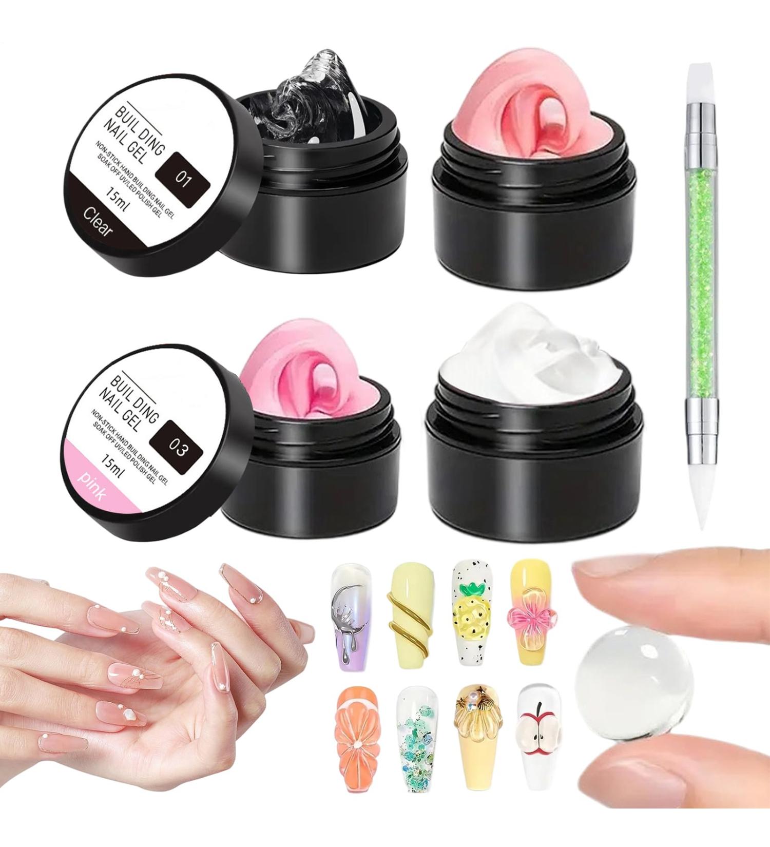 Gen rico 3D Nail Gel - 4 Colors Gel Manicure Glue | 3D Nail Molding Glue for French Daily Diamond Diamond Embossing Flexible Light Printing - Buy Online on GoSupps.com