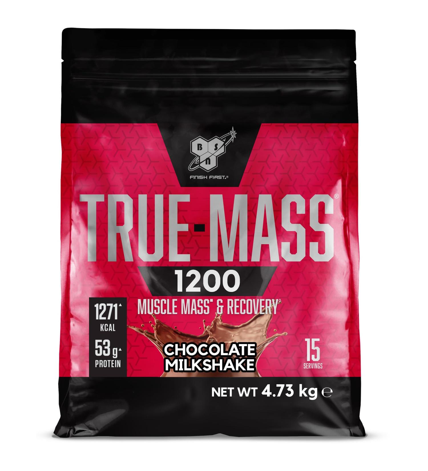 BSN True Mass 1200 Protein Powder Mass Gain with Whey and Carbohydrate Isolate Weight & Muscle Gain & Post Workout Recovery Chocolate Milkshake Taste 15 Servings 4.8 kg - Buy Online on GoSupps.com