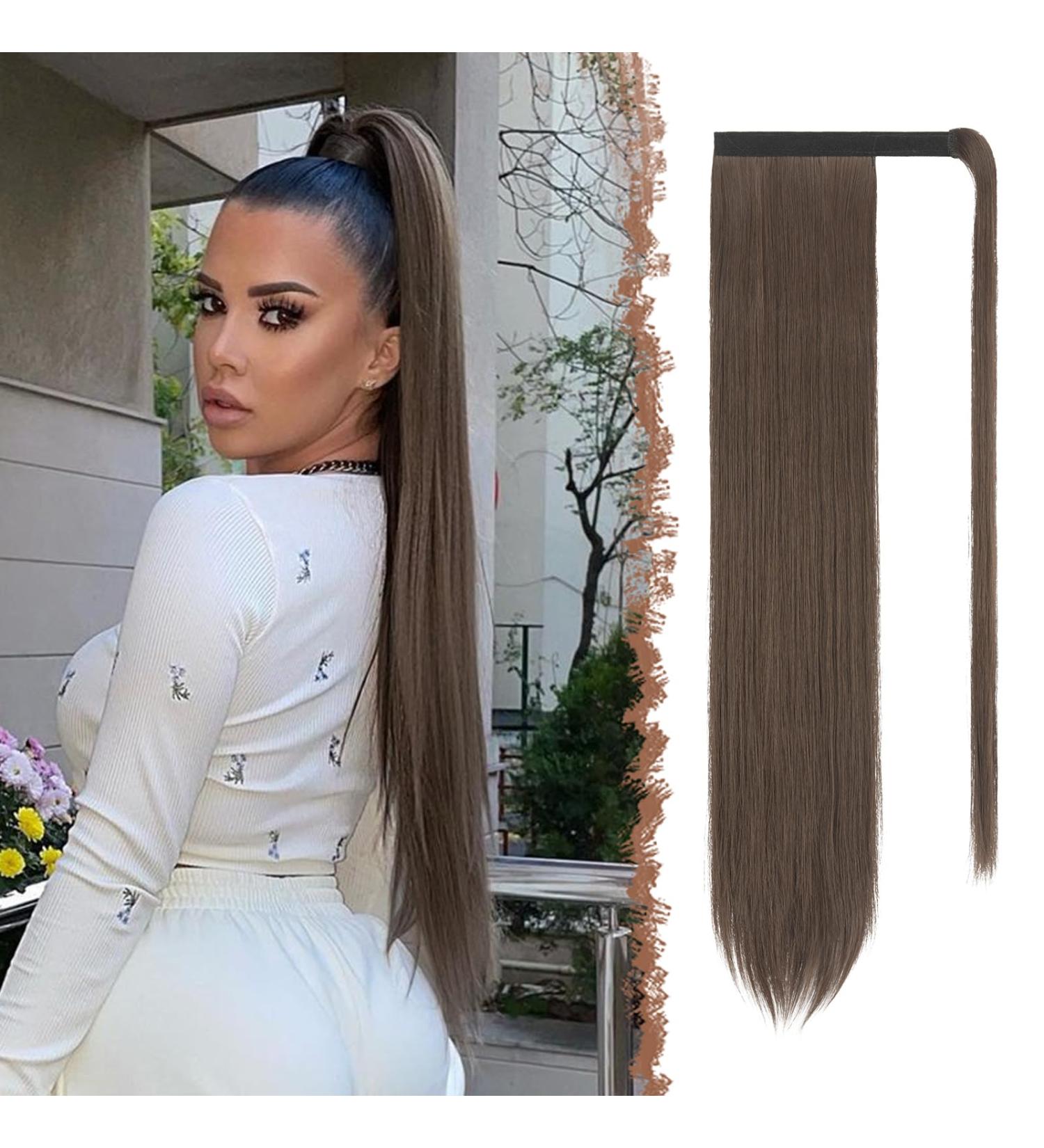 Fine Long Smooth Ponytail Hair Extension - Synthetic Braid for Women & Girls | Light Brown 60 cm (1 Pack) - Buy Online on GoSupps.com