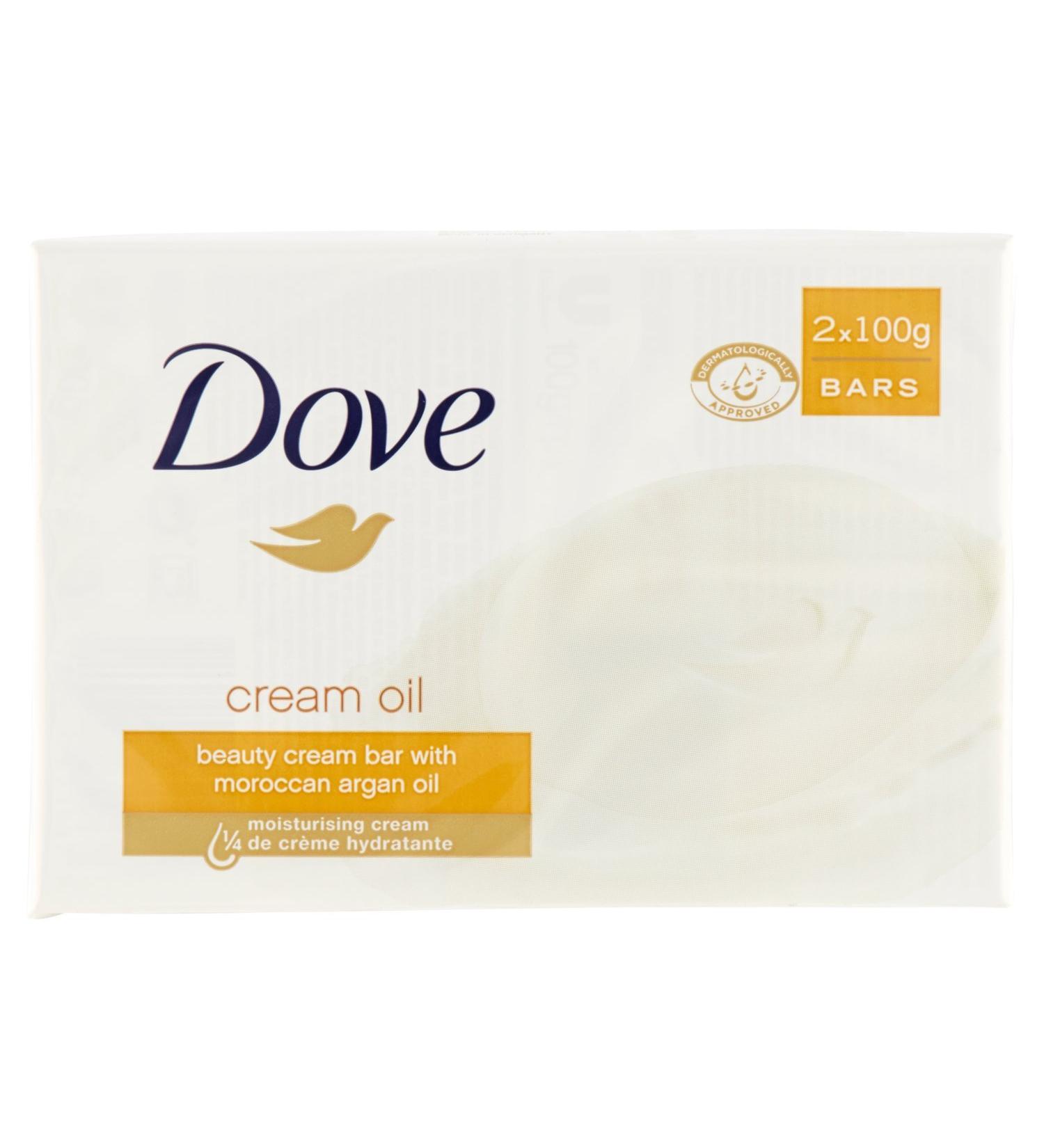 Dove Cream Oil Beauty Bar with Moroccan Argan Oil - 3.5oz (100g) Bars, Pack of 2 - Italian Import - Buy Online on GoSupps.com