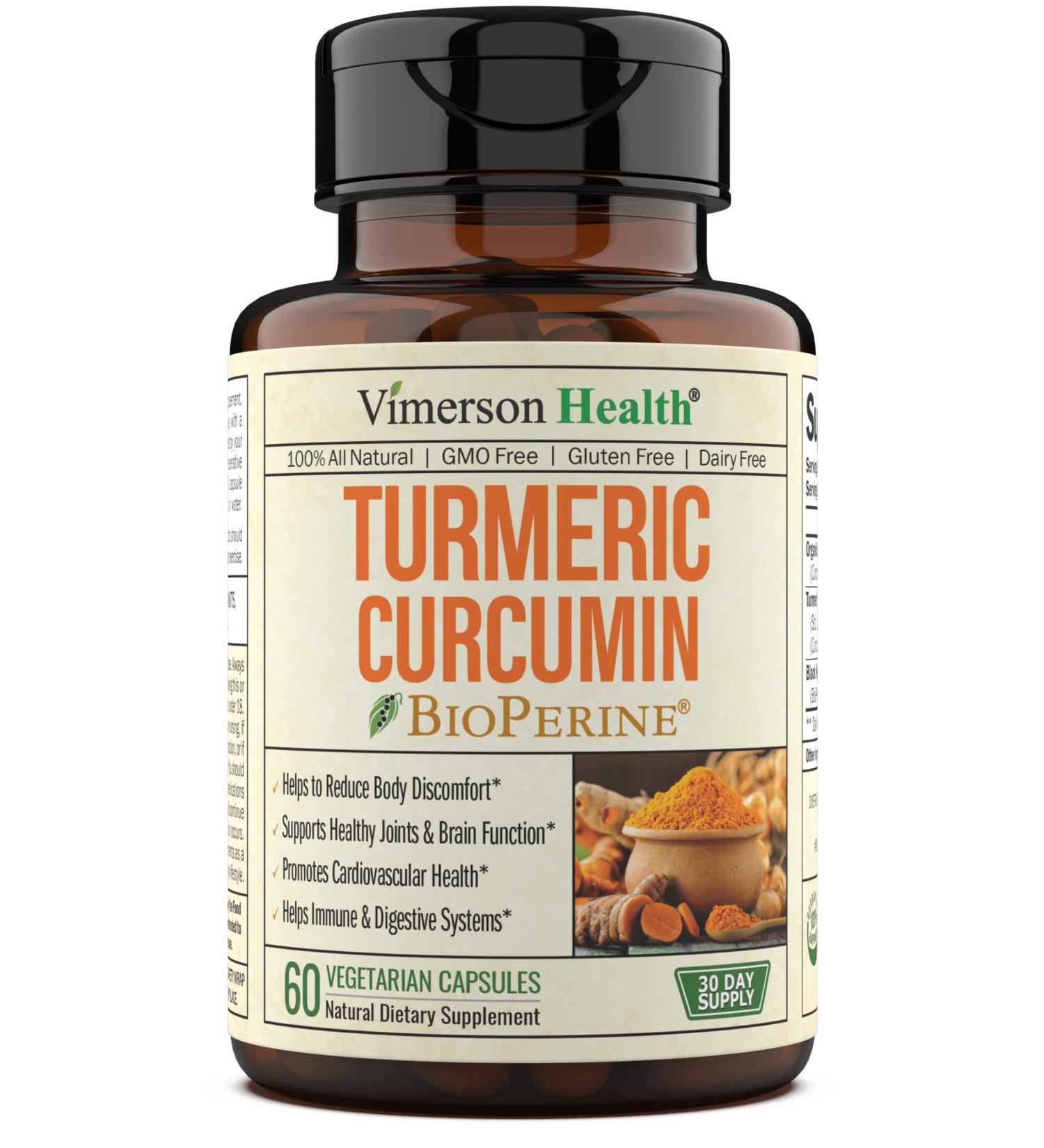 Turmeric Curcumin & Black Pepper Extract Capsules - Vegan Joint Support & Immune Booster - Buy Online on GoSupps.com