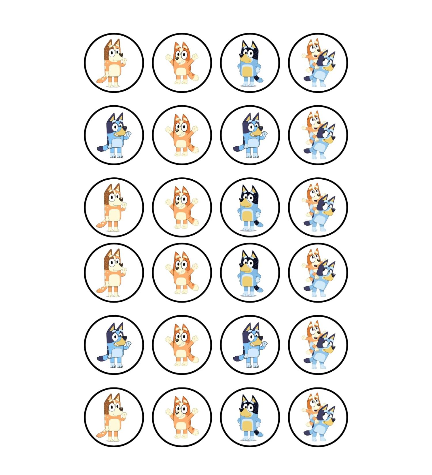 24 x Pre-Cut Blue Dog Edible Stand up Wafer Paper Cupcake Toppers Cake Decorations Birthday Party Blue Dog - Buy Online on GoSupps.com