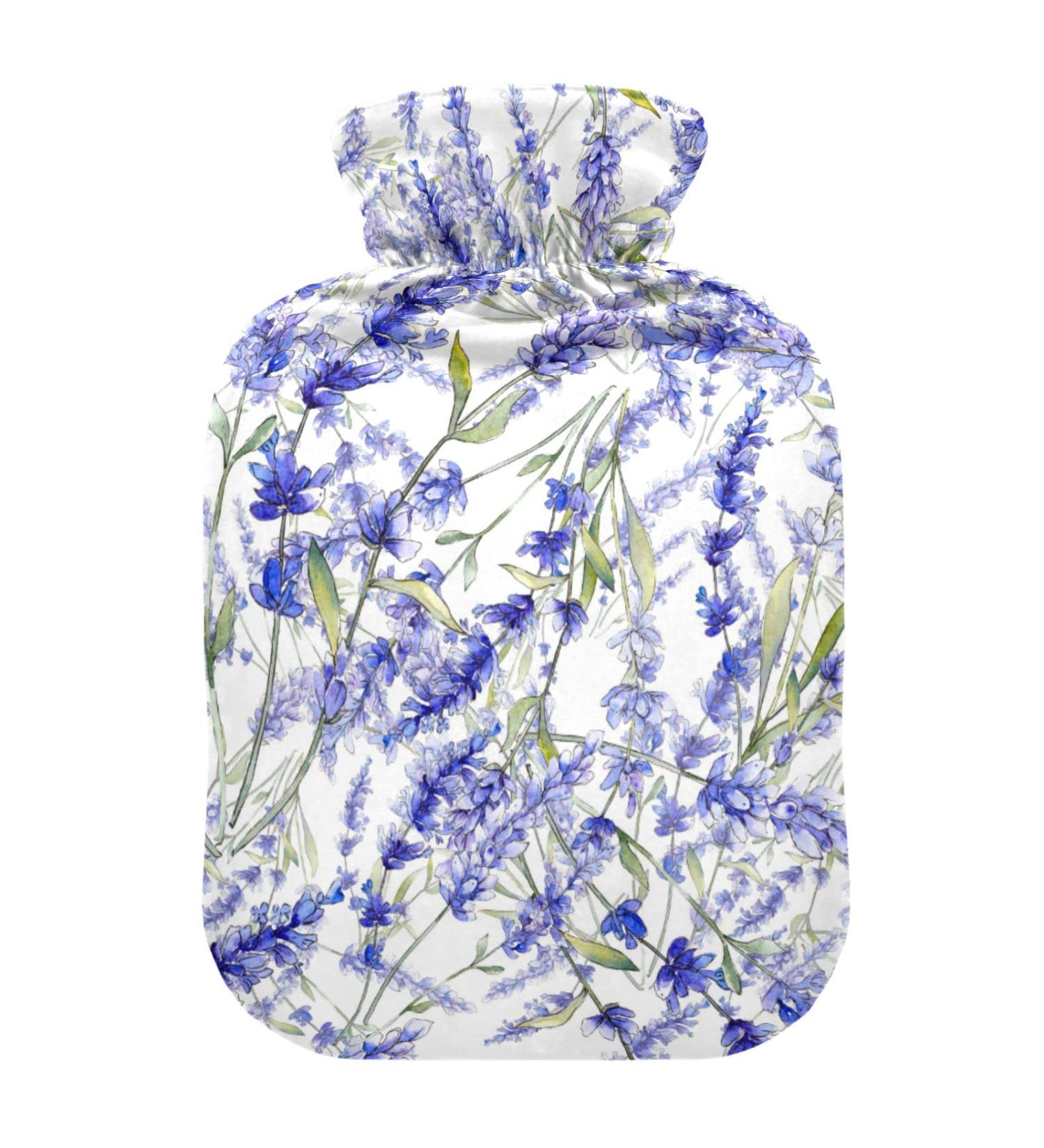 Hot Water Bottle with Lavender Flowers Cover - 2L Pain Relief for Adults & Children - Buy Online on GoSupps.com