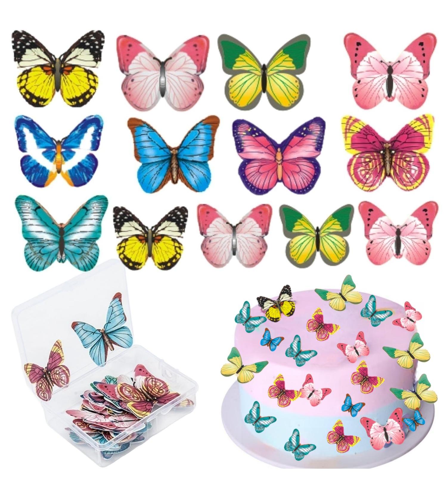 120 Pcs Edible Butterfly Birthday Cake Toppers Butterfly Cupcake Toppers Colorful Wafer Paper Butterfly Cake Decorations for Wedding Birthday Baby Shower Party Supplies Food Decoration - Buy Online on GoSupps.com