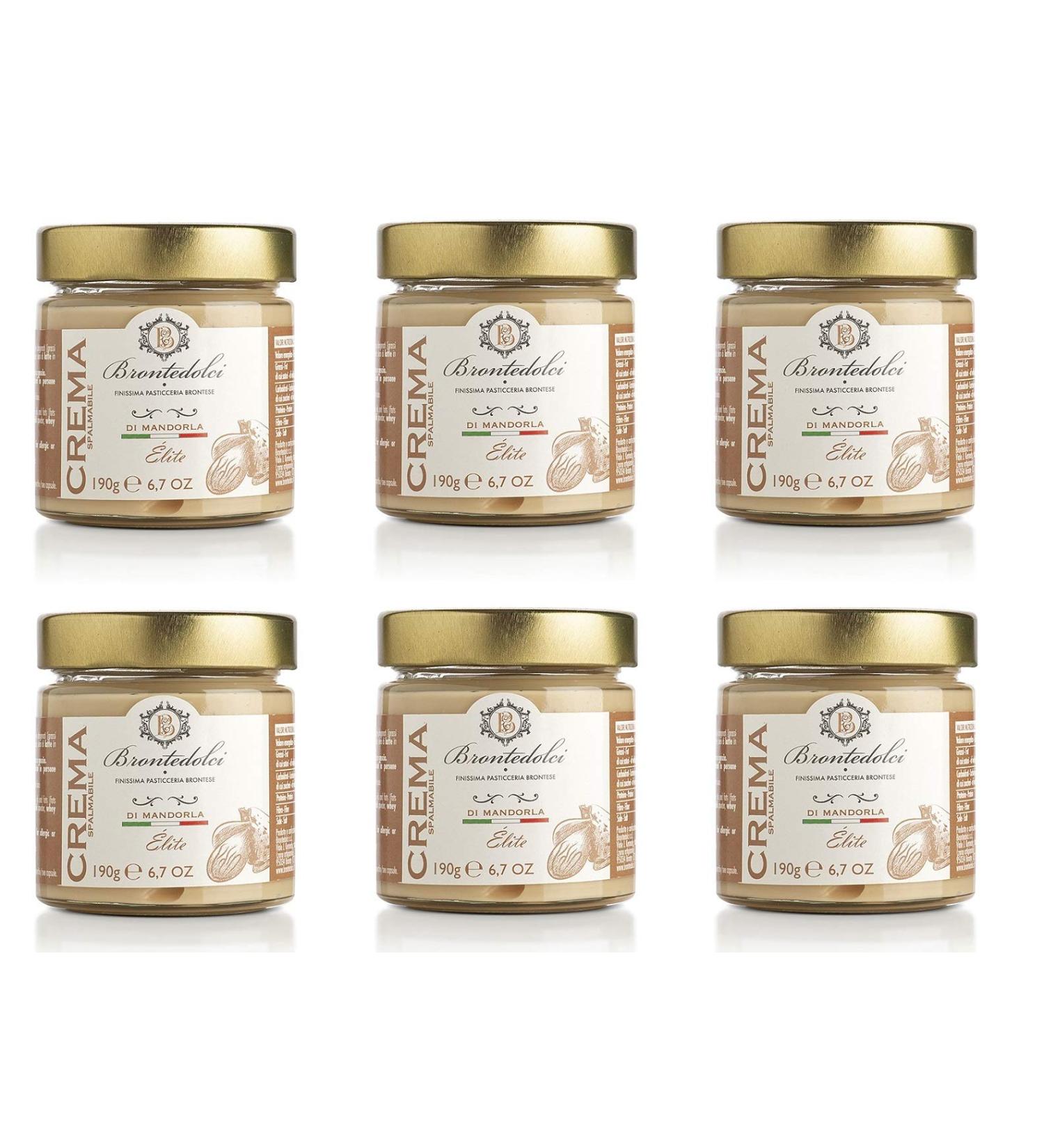 Brontedolci Brontedolci Spicable Almond Cream 190 g Sicily Glass with 40% Almonds Pack of 6
