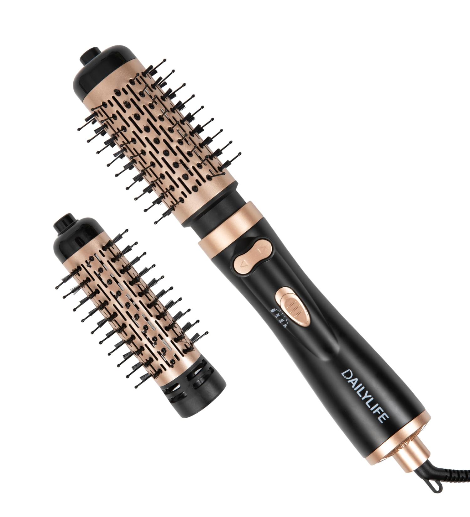 DAILYLIFE Rotating Hair Dryer Brush Set - 2-in-1 Ionic Hot Air Spin Brush with 1.5" & 2" Brushes | Perfect for All Hair Types - Buy Online on GoSupps.com