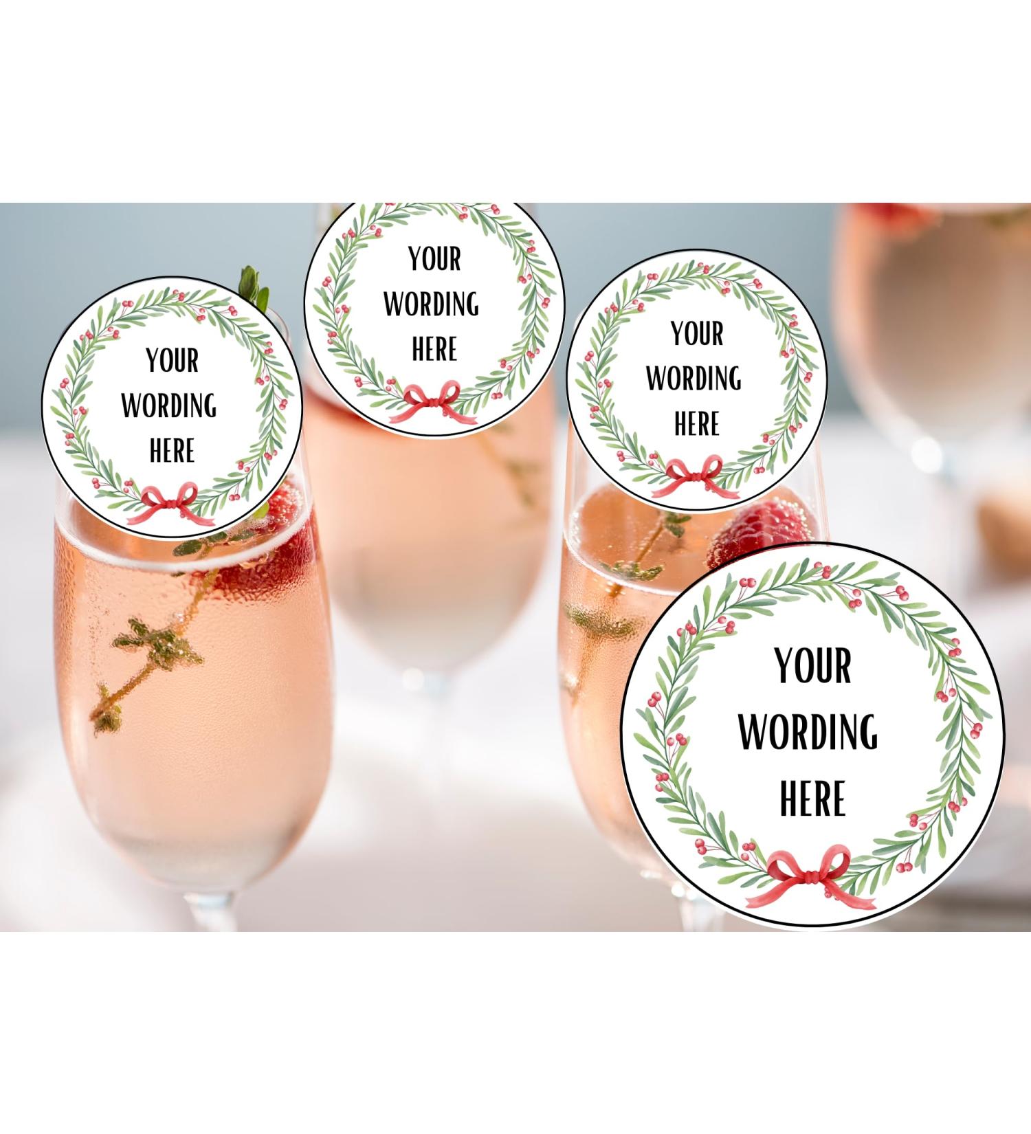 20 x 4.5cm edible Christmas champagne prosecco flute drink toppers uncut personalised 5