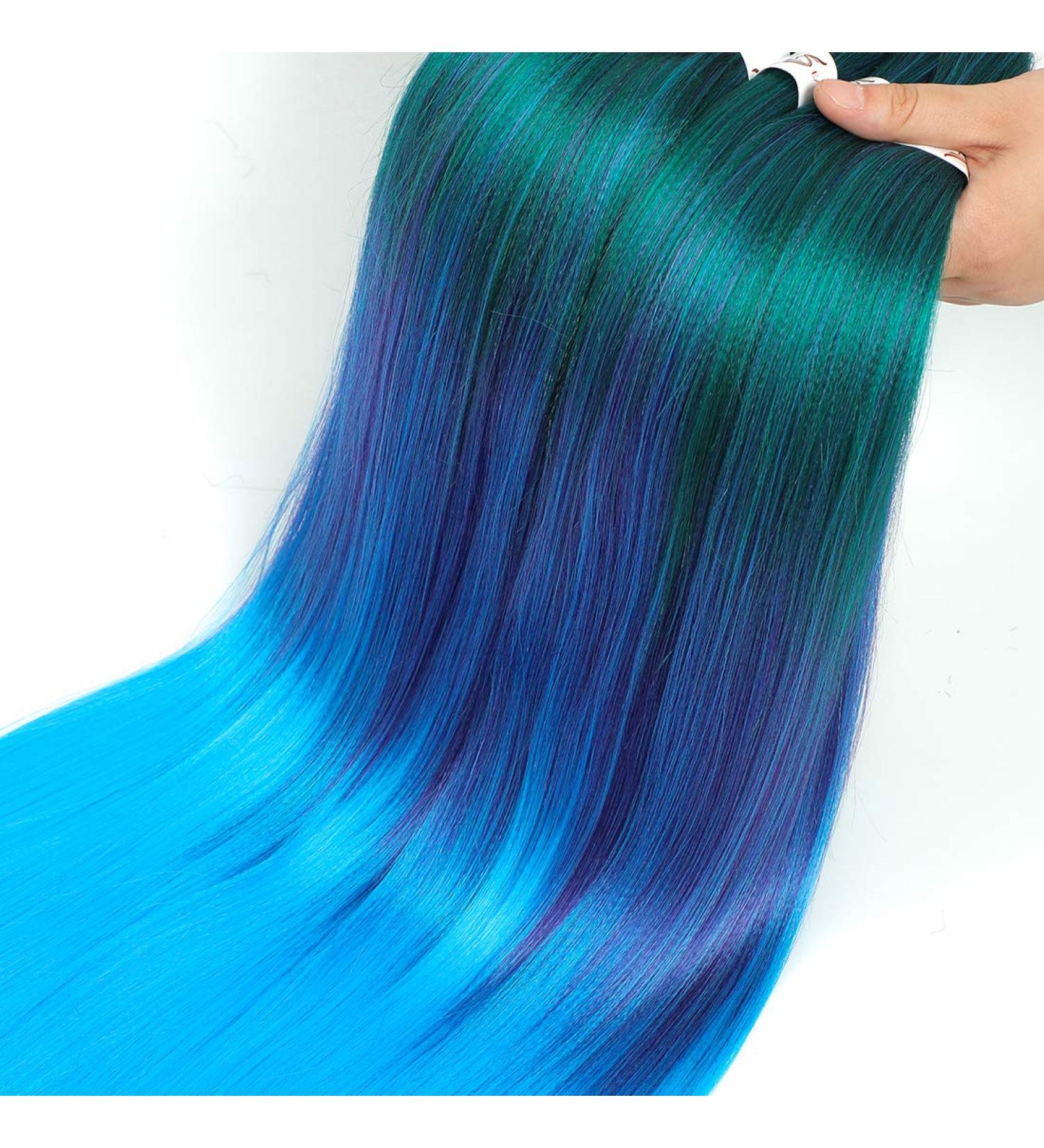 Pre-stretched Easy Braid Professional Yaki Texture 26 Braiding Hair Extensions in Green/Purple/Blue<7 - Buy Online on GoSupps.com