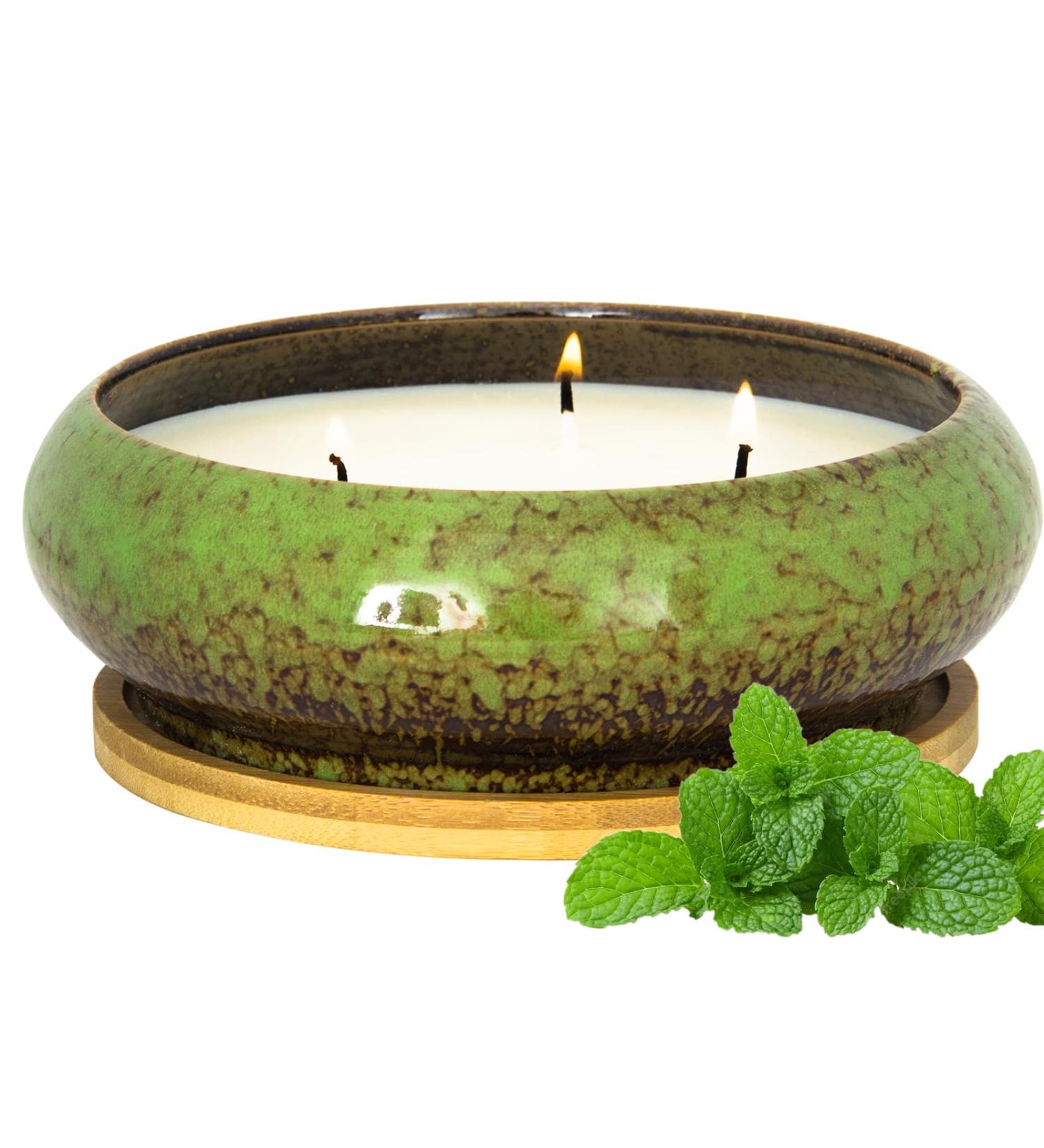 Shop Large 3 Wick Peppermint Scented Candles - 17 oz Aromatherapy Gifts for Women | Natural Soy Long Lasting Home Decor - Perfect for Mother s Day & Birthdays - Buy Online on GoSupps.com