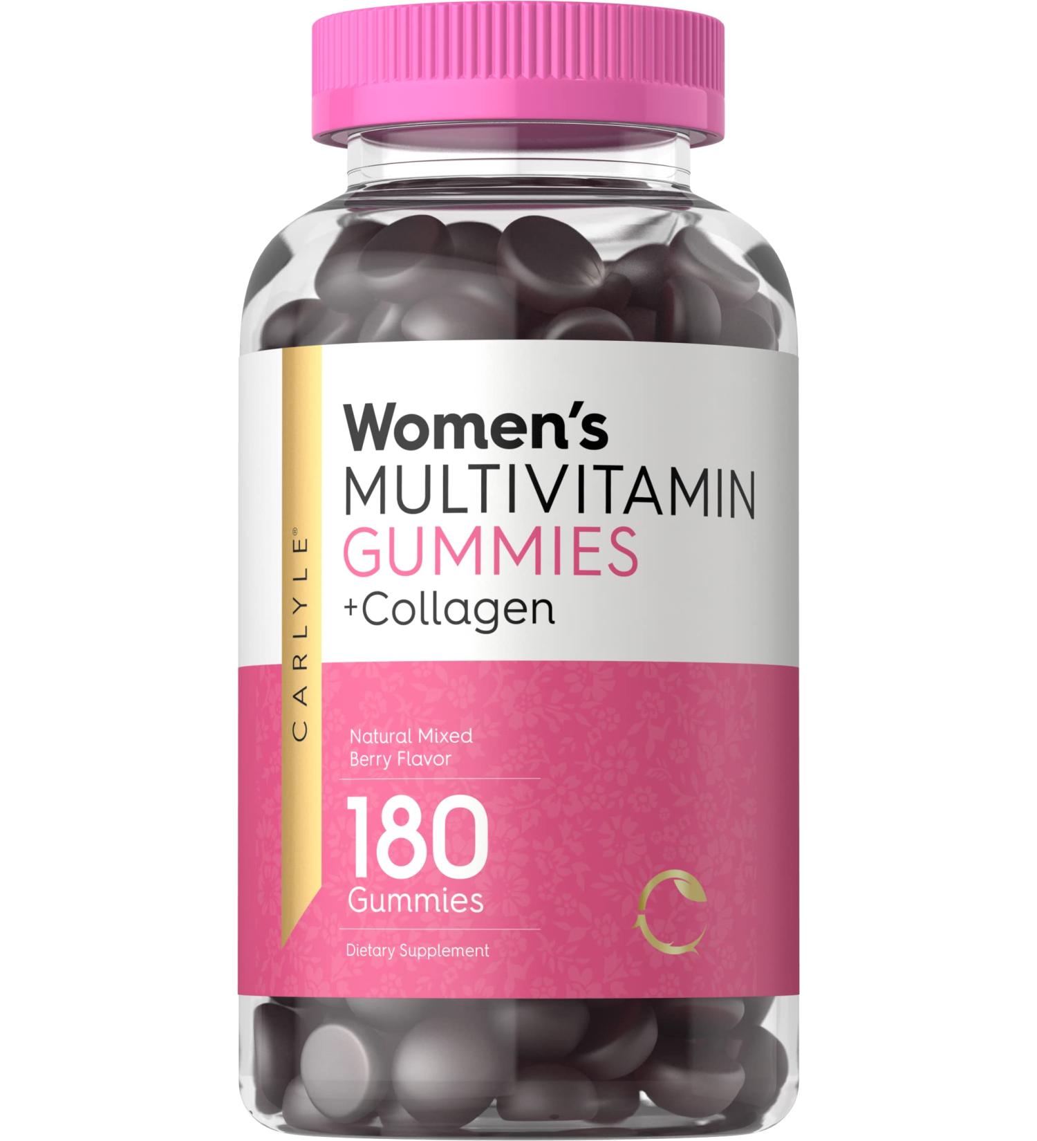 Carlyle Multivitamin for Women Gummies | 180 Count | Mixed Berry | Collagen | Non-GMO & Gluten-Free - Buy Online on GoSupps.com