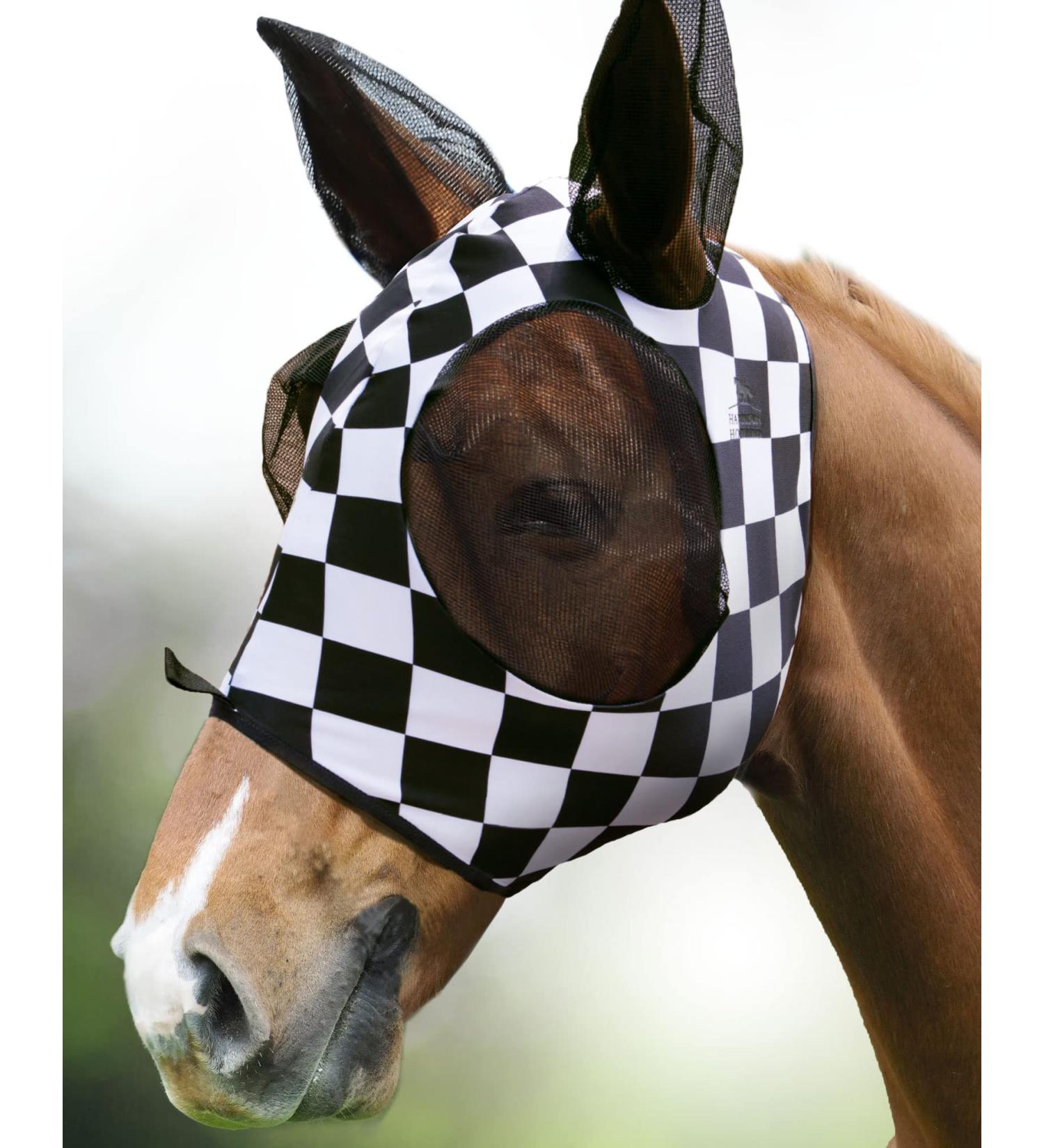 Harrison Howard Super Comfort Stretchy Fly Mask | Large Eye Space UV Protection & Breathability - M & Medium Caro Printing - Buy Online on GoSupps.com