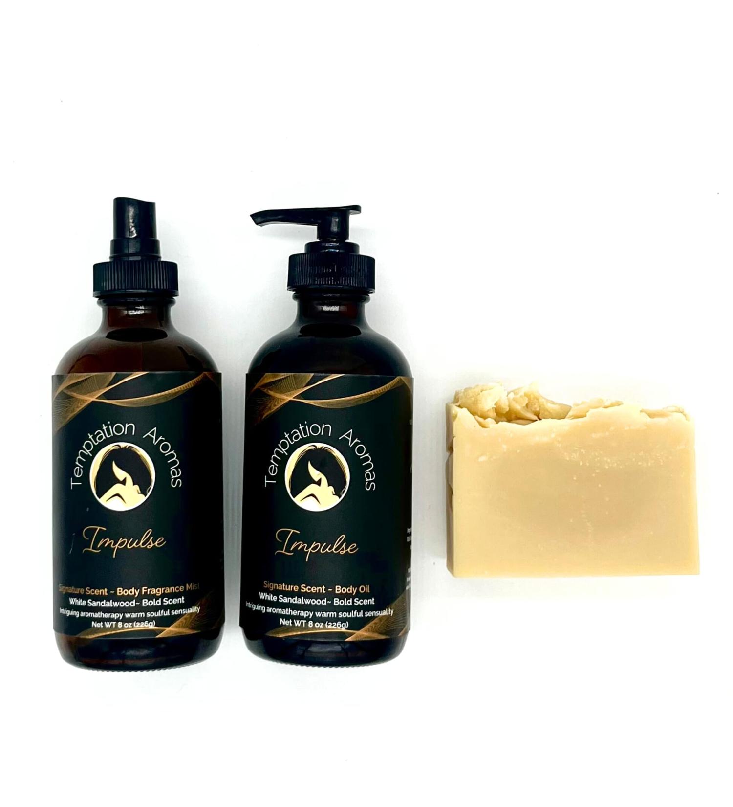 Temptation Aromas Warm Sandalwood 3 piece Fragrance Gift Set 4oz Body Oil - Buy Online on GoSupps.com