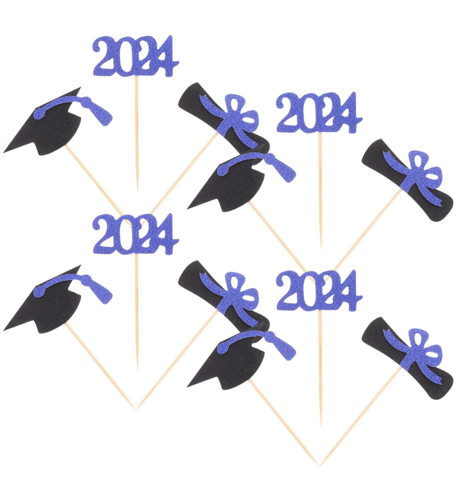 HOLIDYOYO 12pcs 2024 Graduation Season Cake Insert Top Hat Cupcake Toppers Graduation Toppers 2024 Grad Party Supplies Graduation Cupcake Topper Dessert Paper Decorations - Buy Online on GoSupps.com