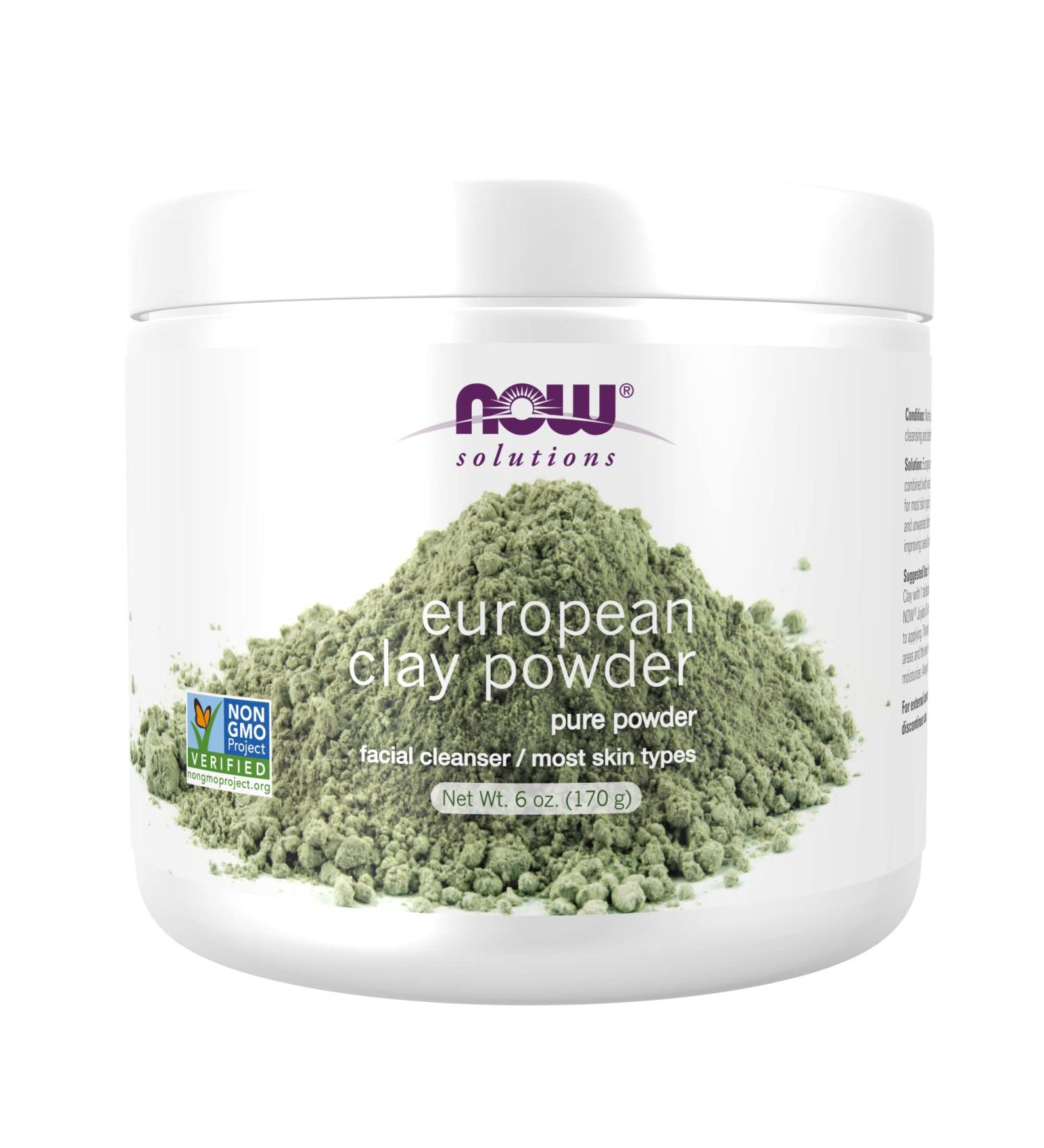 NOW Solutions European Clay Powder - 6-Ounce Pack - Detox Facial Cleansing Mask - Buy Online on GoSupps.com