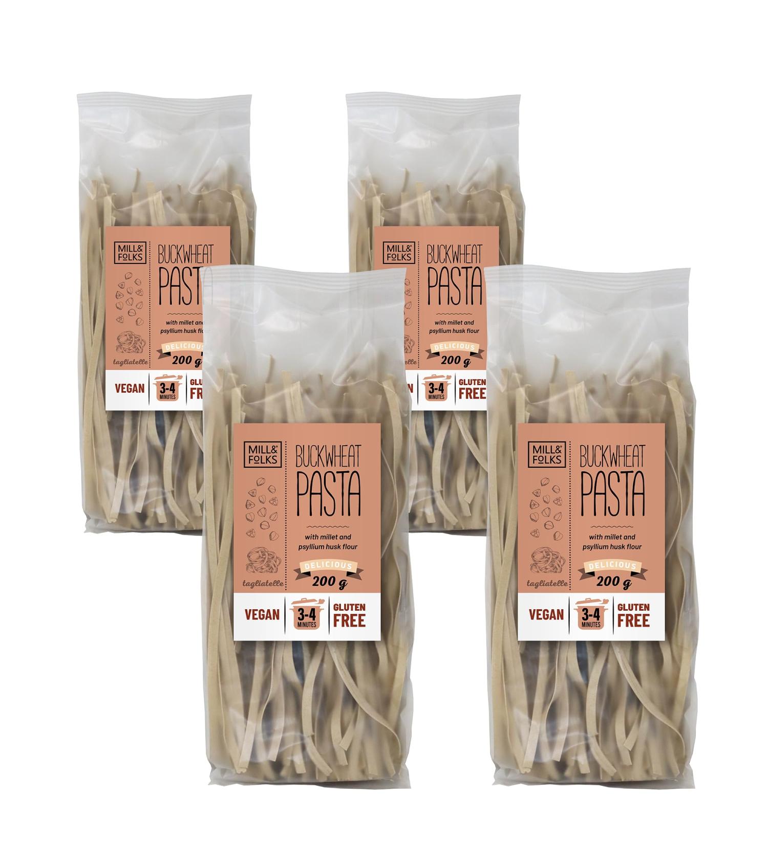 MILLFOLKS LIMITED Mill & Folks Buckwheat Pasta Tagliatelle 4x200g Vegan & Gluten Free