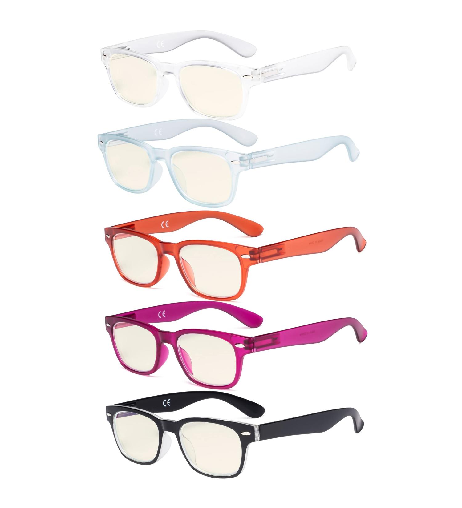 Eyekepper 5 Pack Ladies Blue Light Blocking Readers - Retro Computer Glasses +1.50 Strength - Stylish and Protective - Buy Online on GoSupps.com