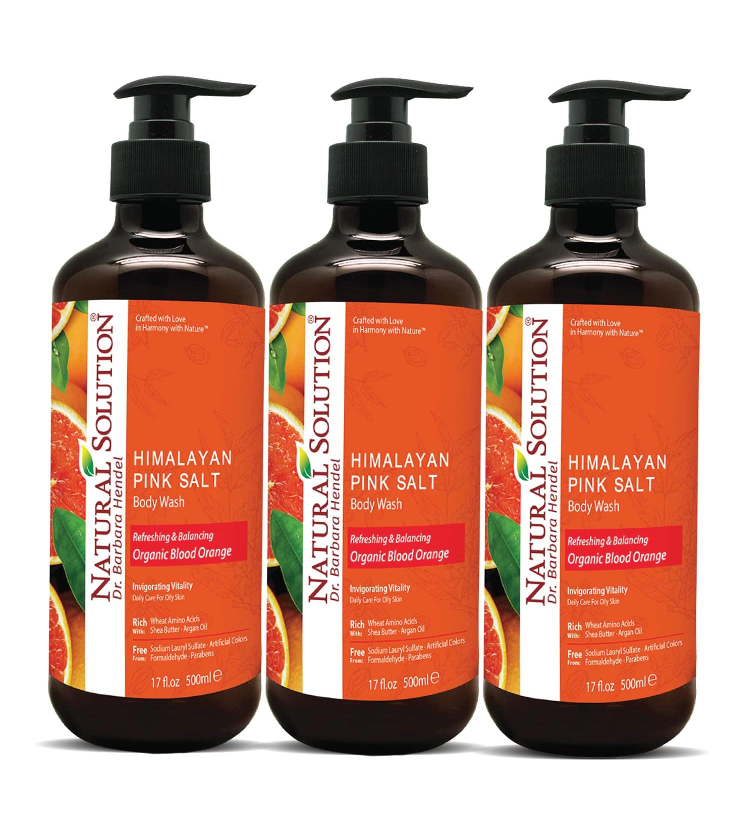 Natural Solution Body Wash, Formulated with Organic Blood Orange Extracts with Himalayan Pink Salt, Revitalizes & Refreshing Your Skin, 17 fl oz/Each Pack of 3 Orange 17 Fl Oz (Pack of 3) - Buy Online on GoSupps.com