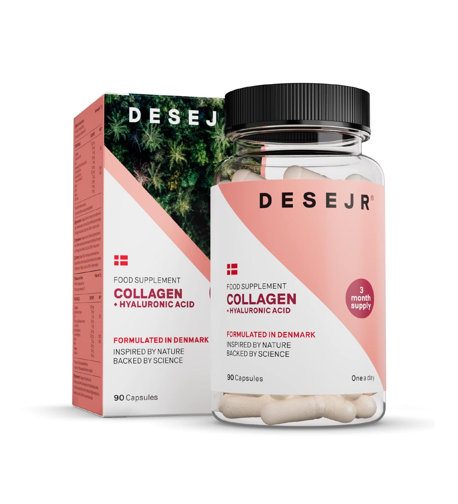 DESEJR Collagen & Hyaluronic Acid 90 Capsules (3 Months) | Premium Formula with Biotin, Zinc, Vitamin C, MSM & Horsetail Extract | Supports Joints, Skin & Bones | Lab Tested, GMO-Free | Made in Germany | One-a-Day Formula - Buy Online on GoSupps.com