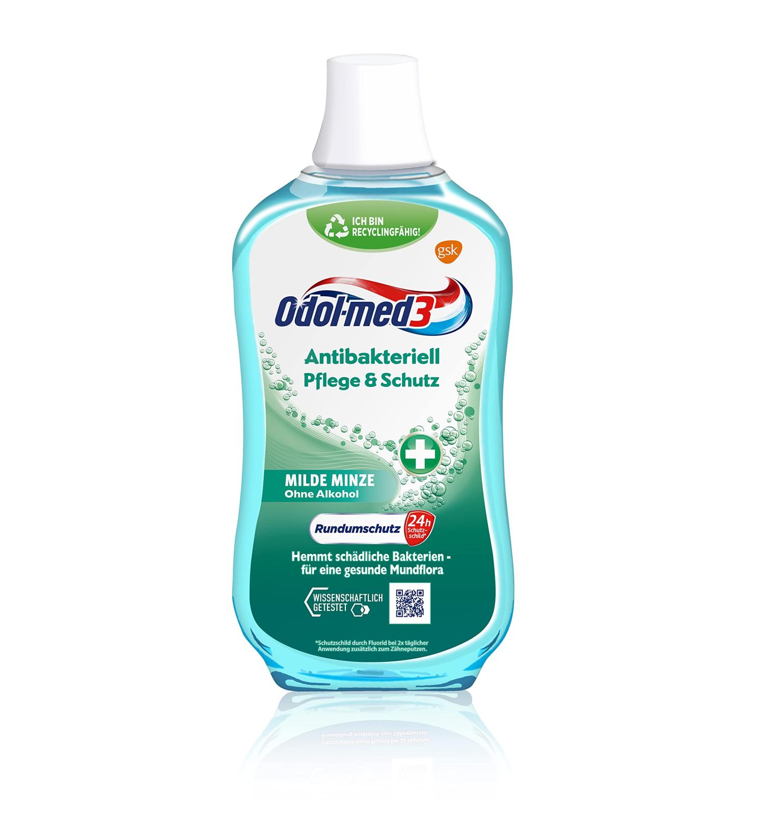 Odol-med3 Antibacterial Mouthwash 500ml - Alcohol-Free Care & Protection for Fresh Breath - Buy Online on GoSupps.com