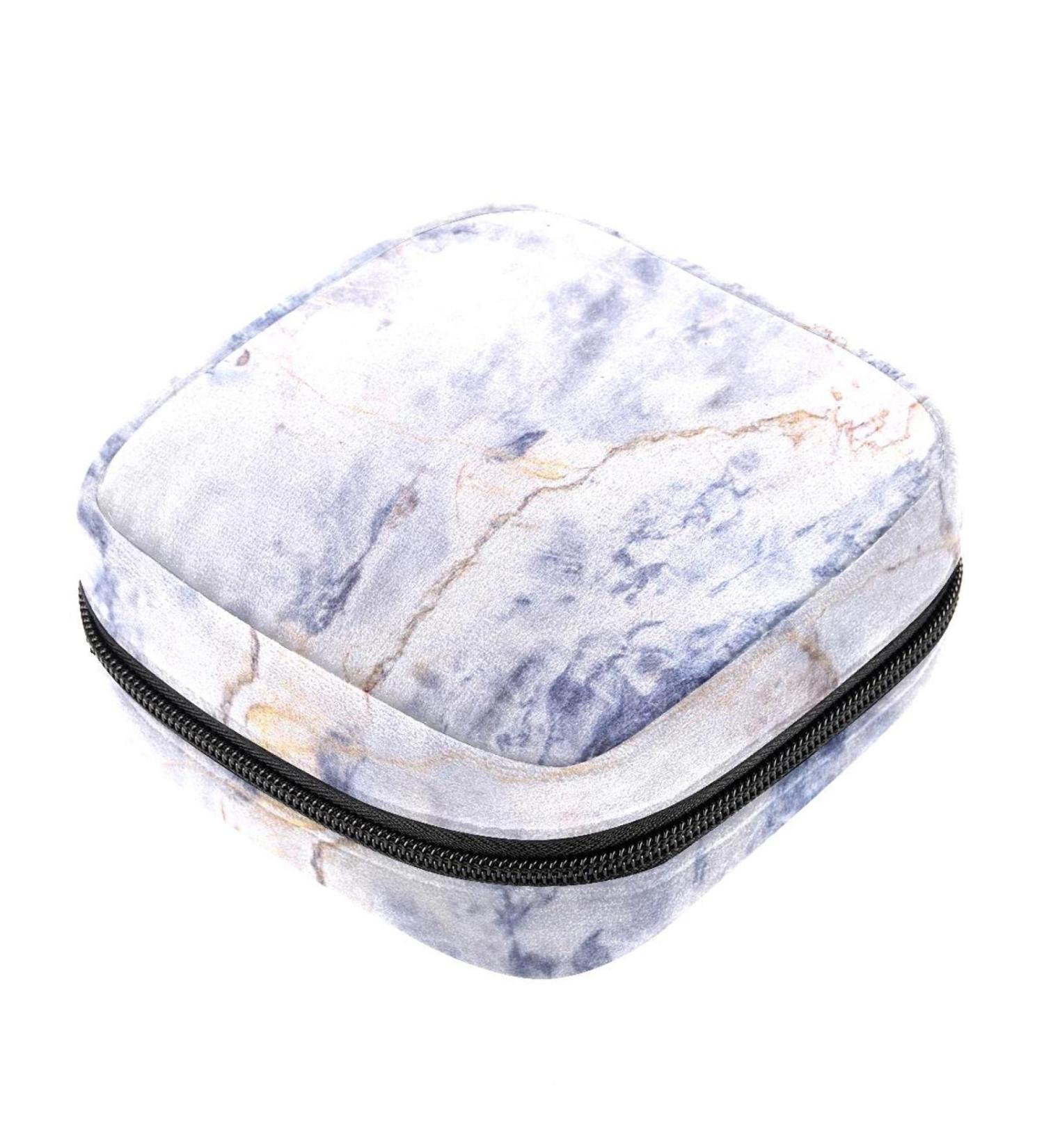 Gray Bright Light Marble Stone Pattern Women's Napkin Storage Bag - Portable Period Pocket for Women & Teens Menstrual Cup Holder Breastfeeding Insert - Buy Online on GoSupps.com