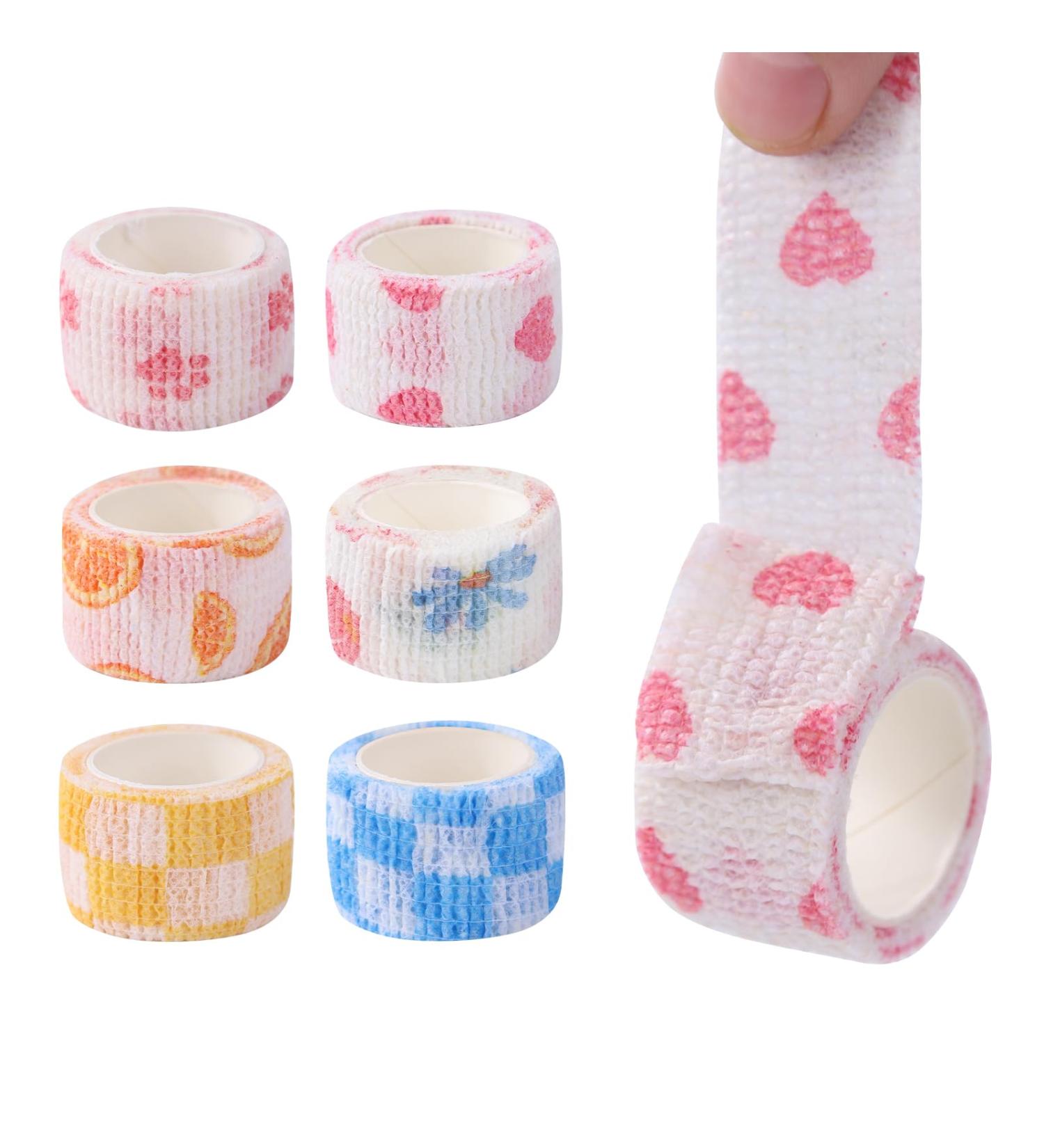 Self Adhesive Bandage Wrap - 6 Rolls Cartoon Patterns | Breathable Stretchable Non-Woven for Finger Toe Wrist | 1 x 2.19 Yard - Buy Online on GoSupps.com