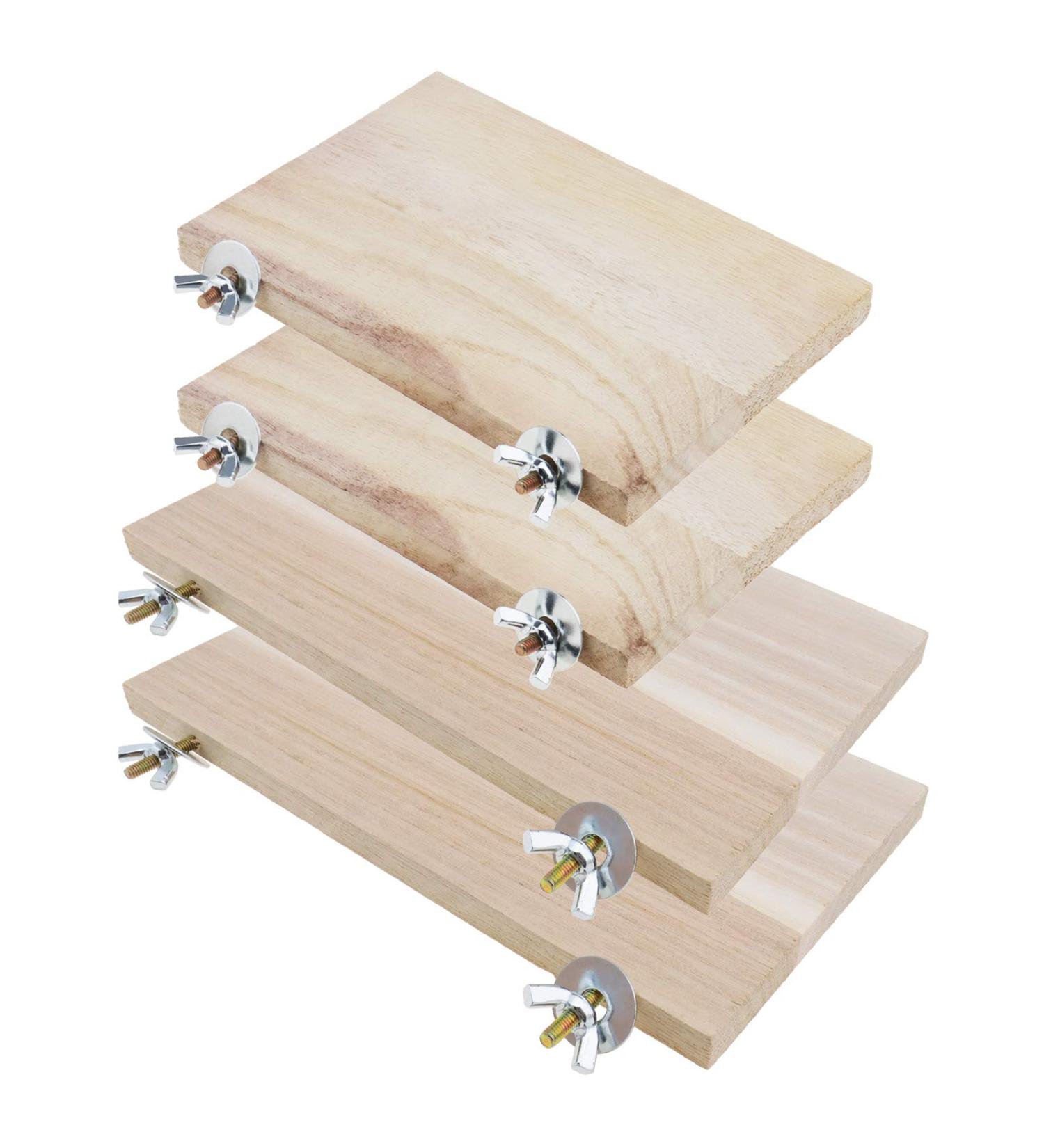 YINETTECH 4x Hamster Chinchilla Wood Springboards Wooden Rectangle Pet Stand Board Platform with Screw Nut Washer for Small Animal Pet Toy - Buy Online on GoSupps.com