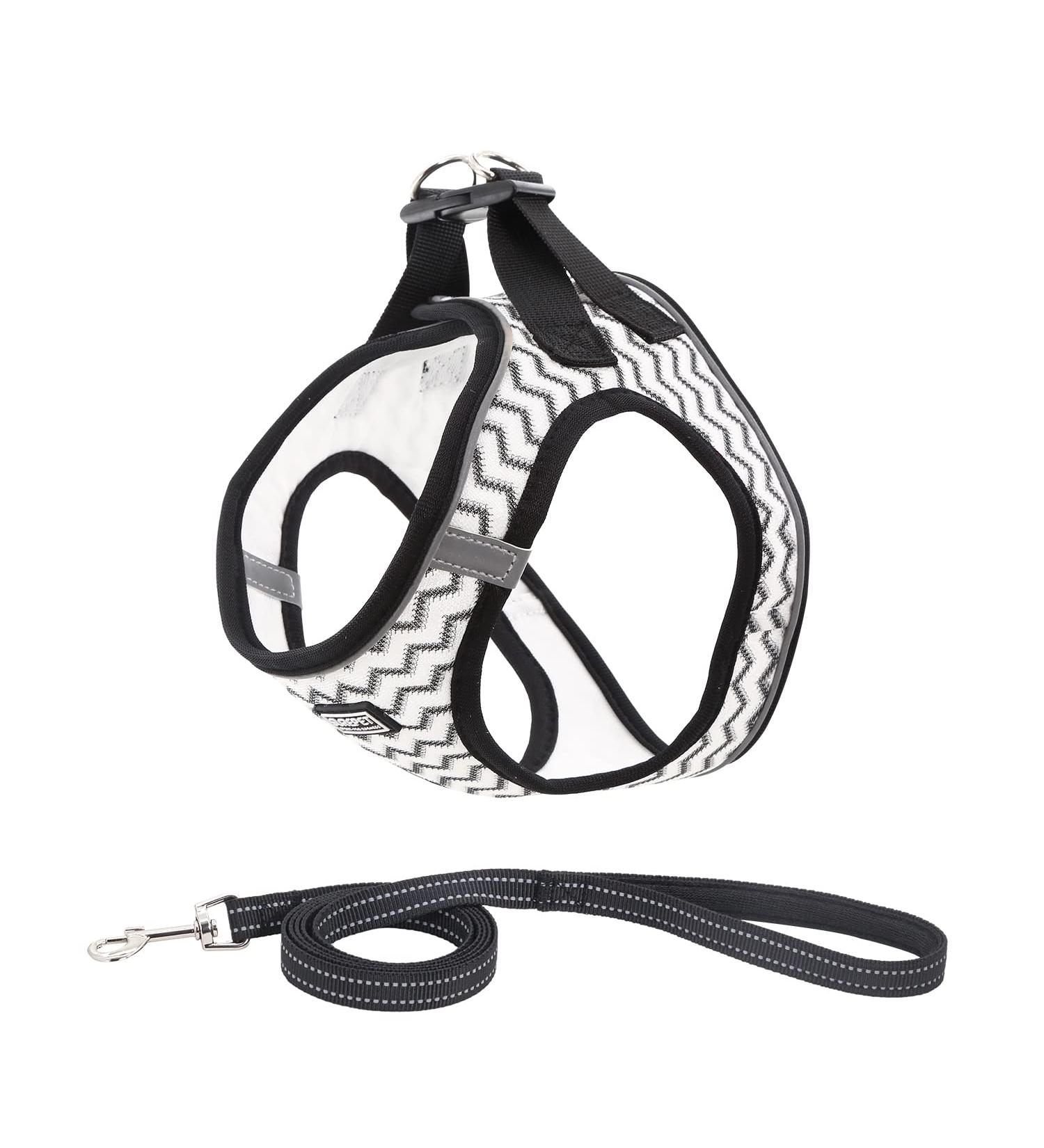 Suredoo Dog Harness with Leash - Anti-Train Reflective Chest Harness for Small Dogs Puppies & Cats (White Wave Size S) - Shop Now! - Buy Online on GoSupps.com