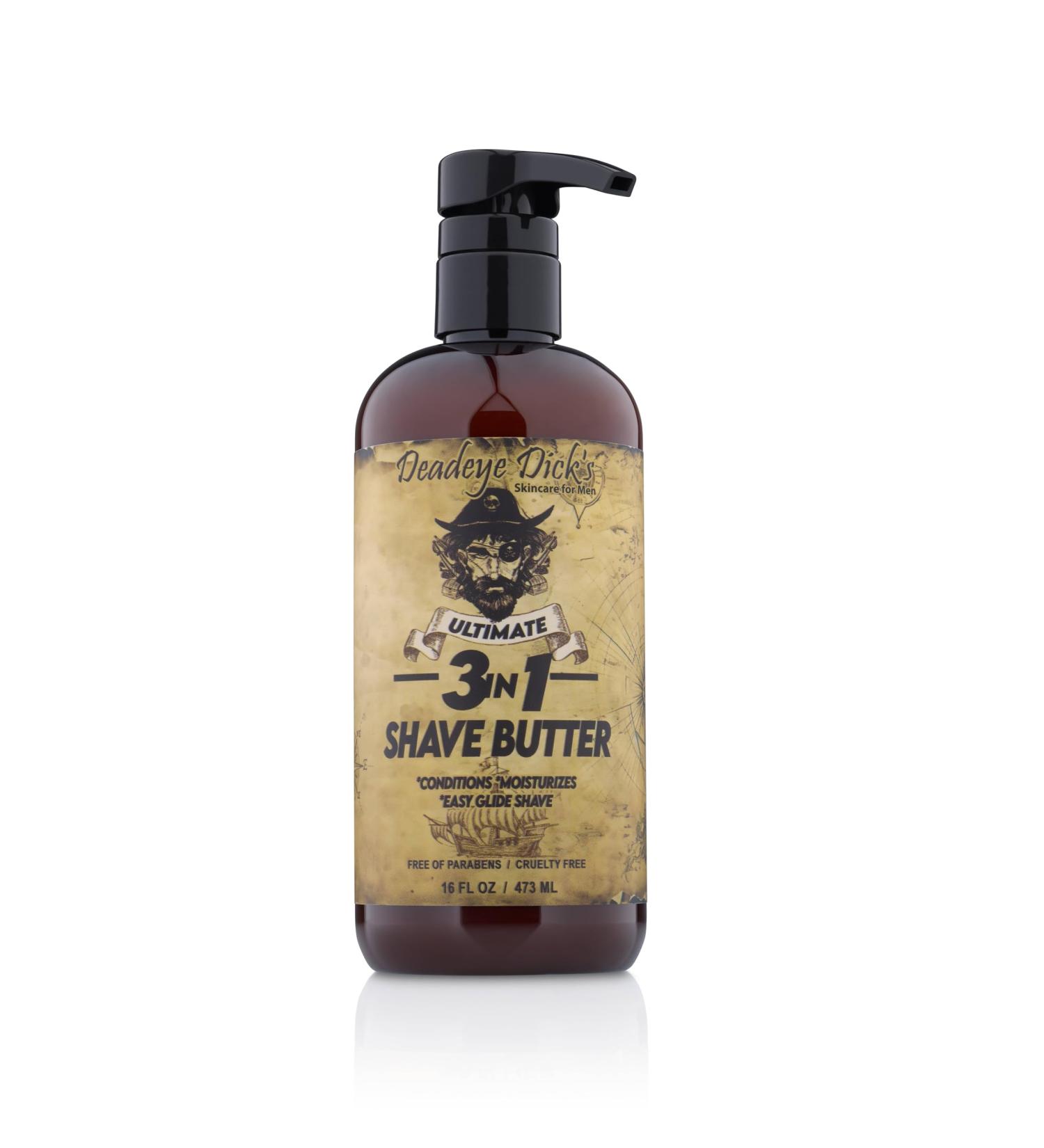 DeadeyeDick's 3-in-1 Shave Butter for Men | Natural Shaving Cream for Face Head & Body | Gentle on All Skin Types | 16 FL OZ - Perfect for Smooth Shaving - Buy Online on GoSupps.com