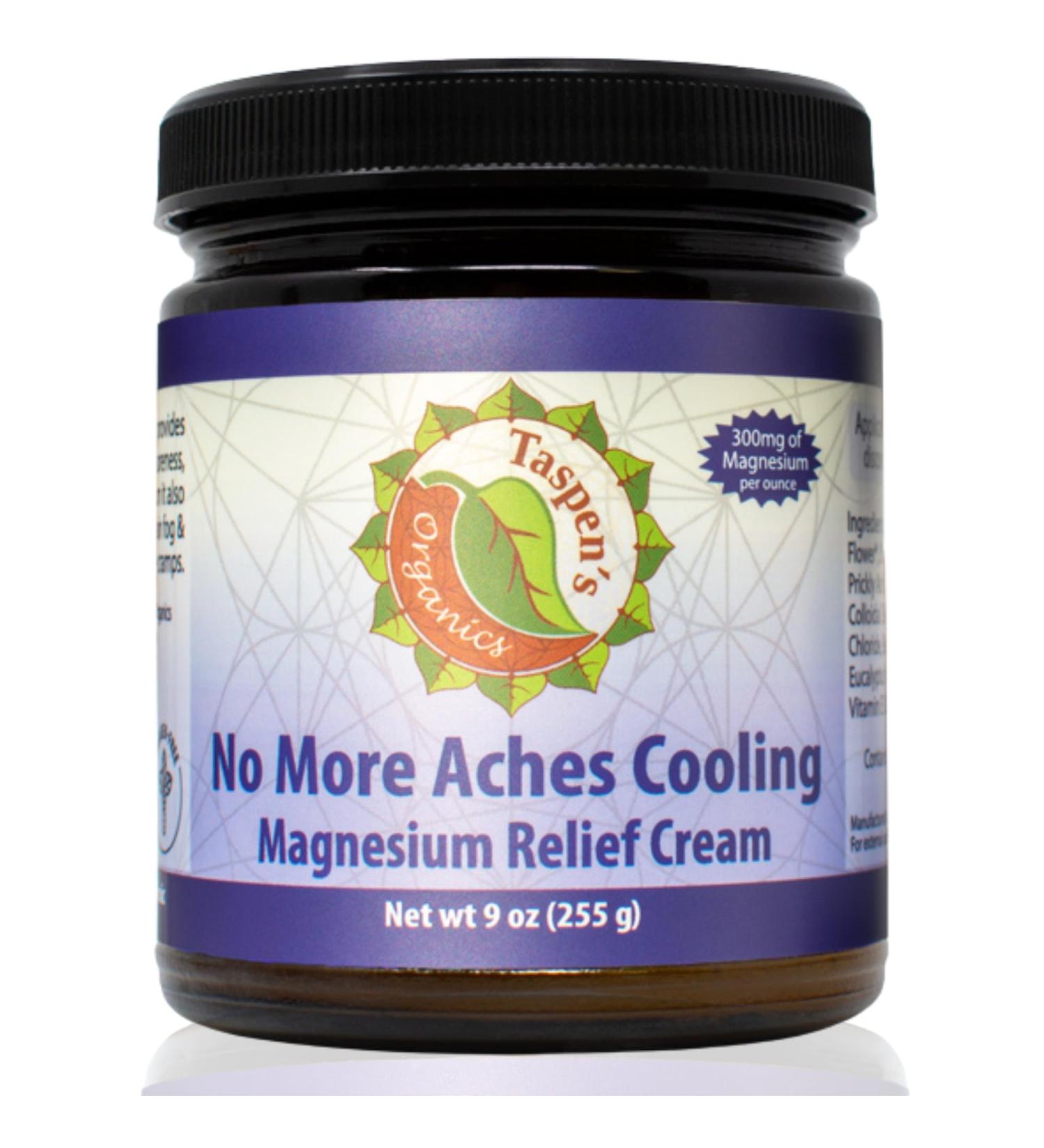Taspen's Organics Magnesium No More Aches Cooling Cream - Fast-Acting Muscle & Joint Relief - Natural Non-Greasy & Cruelty-Free - 9 oz - Buy Online on GoSupps.com