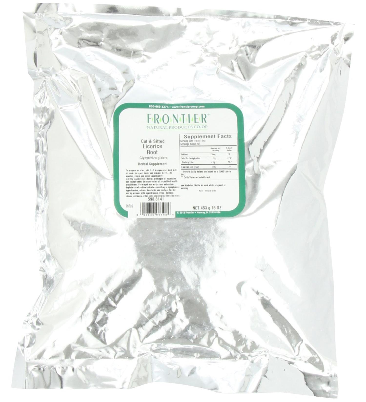 Frontier Natural Products Licorice Root Cut & Sifted - 16 oz (453 g) | Premium Herbal Tea & Remedies - Buy Online on GoSupps.com