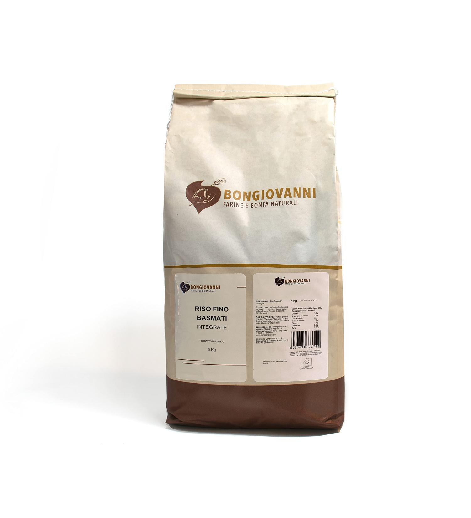  Bongiovanni BONGIOVANNI FLOURS AND NATURAL GOODNESS Whole Basmati Rice 5 kg organic - Buy Online on GoSupps.com