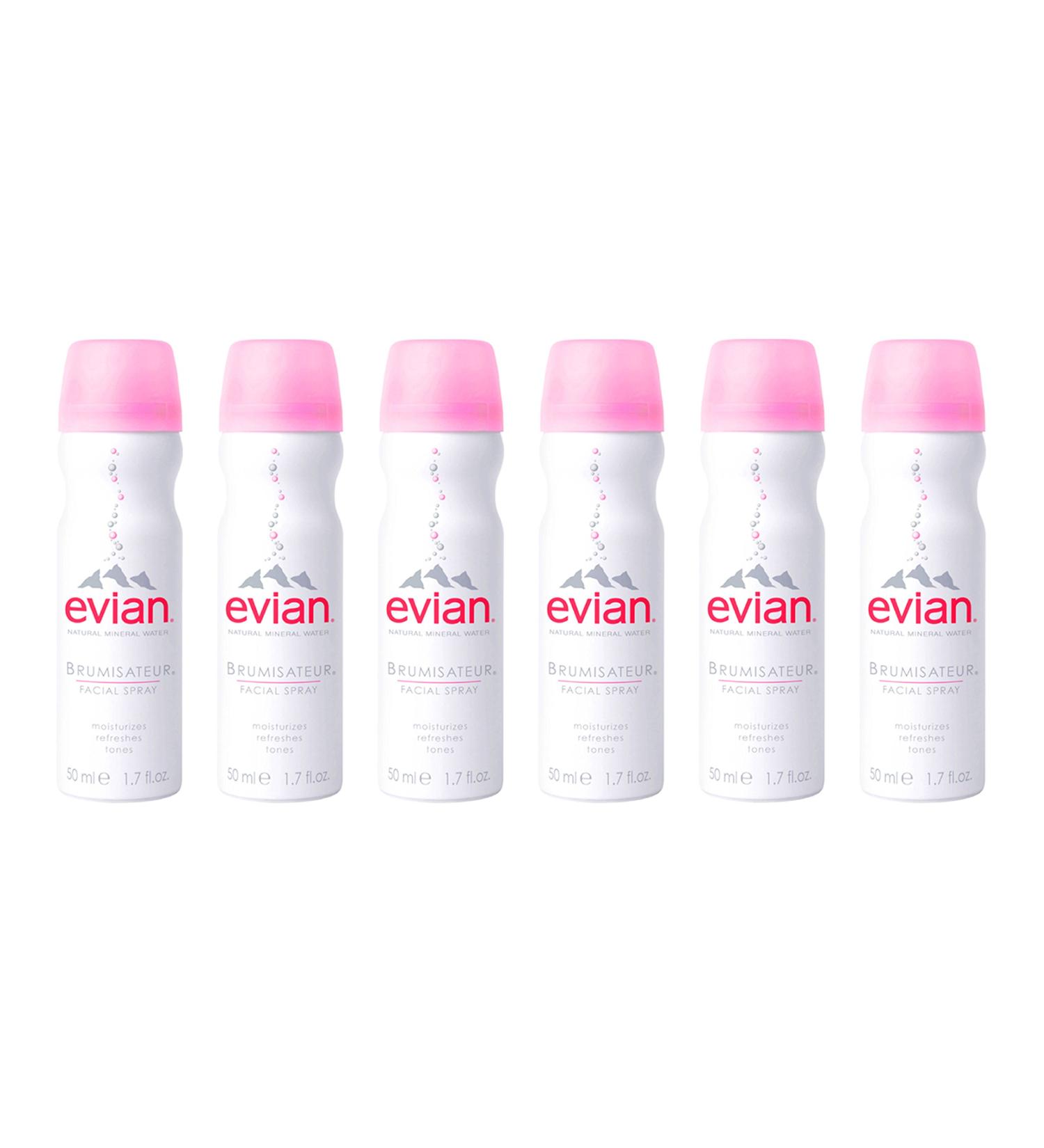 Evian Facial Spray 1.7 oz. Travel 6-Pack - Hydrating Mist for Skin - Refreshing and Rejuvenating Formula - Buy Online on GoSupps.com