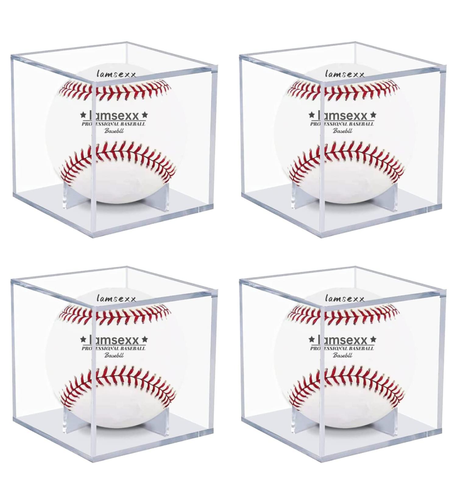 4 Pack Baseball Display Case - UV Protected Acrylic Boxes for Memorabilia Showcase and Autograph Ball Protector - Buy Online on GoSupps.com