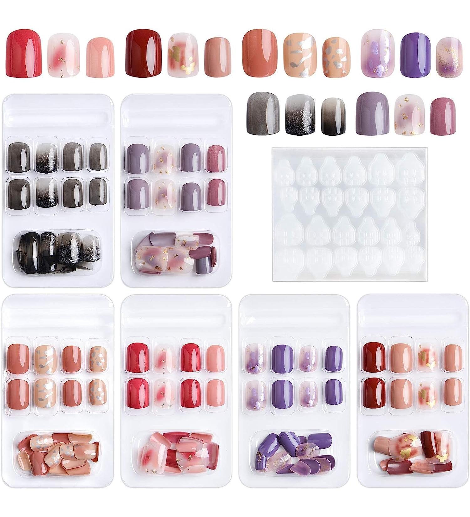 Kalolary 144PCs False Nails Set - Full Finger Acrylic Artificial Nails with Glue Stickers for Women & Girls | Nail Art DIY Decoration - Buy Online on GoSupps.com