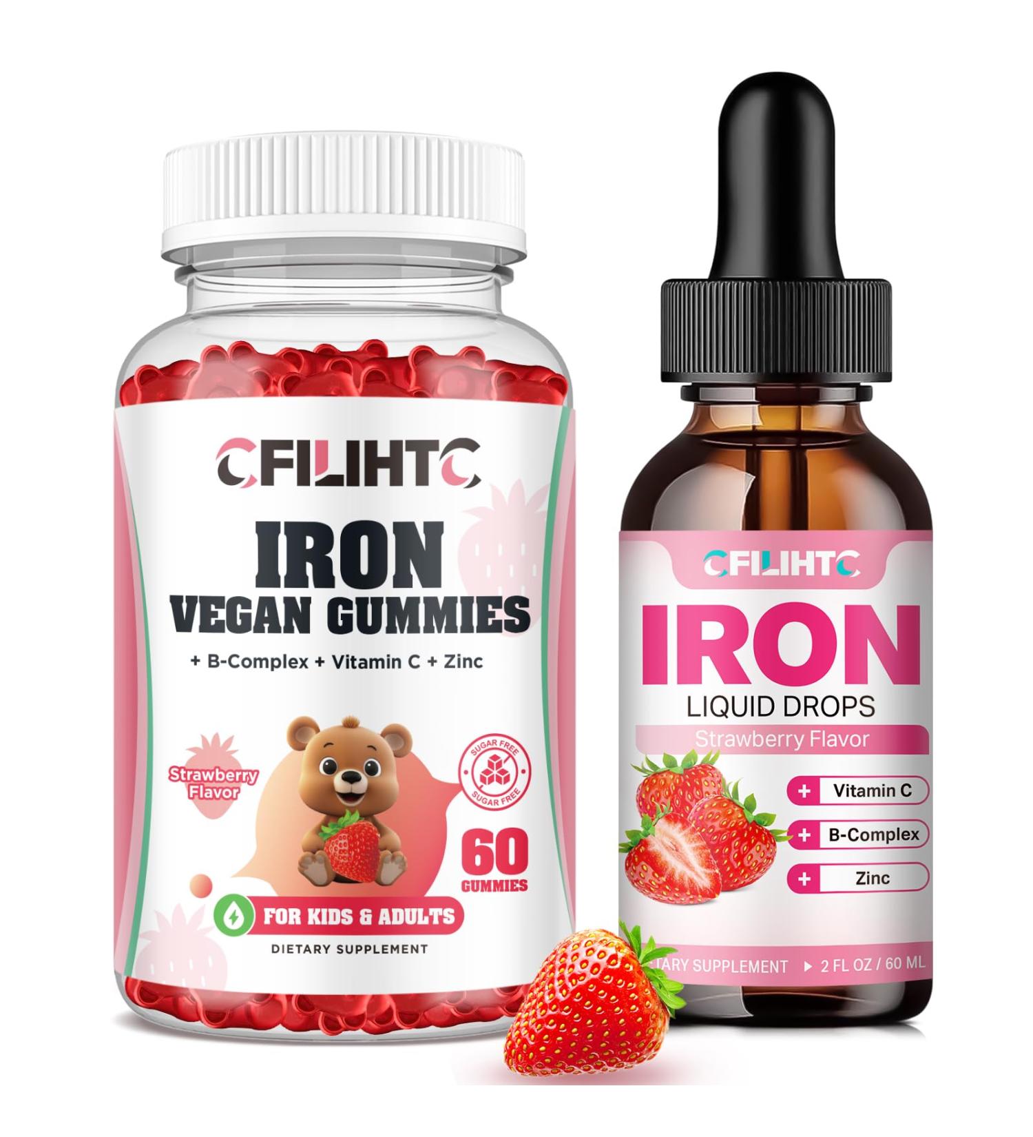 Liquid Iron Supplement for Women & Men Iron Gummies for Kids & Adults - Buy Online on GoSupps.com