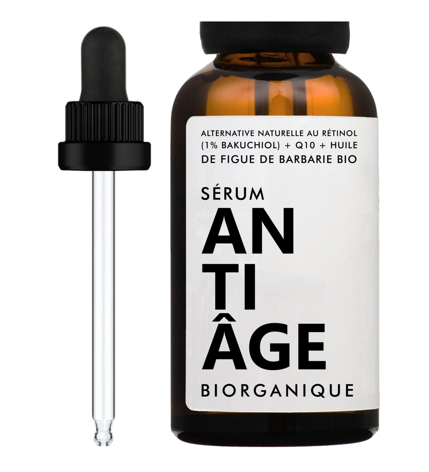ANTI-AGING Face Serum | 100% natural | With Bakuchiol 1% (natural alternative to retinol) + ORGANIC Prickly Pear Oil + Q10 | Anti-wrinkles/fine lines + Skin elasticity | 30ml | 8 ingredients - Buy Online on GoSupps.com