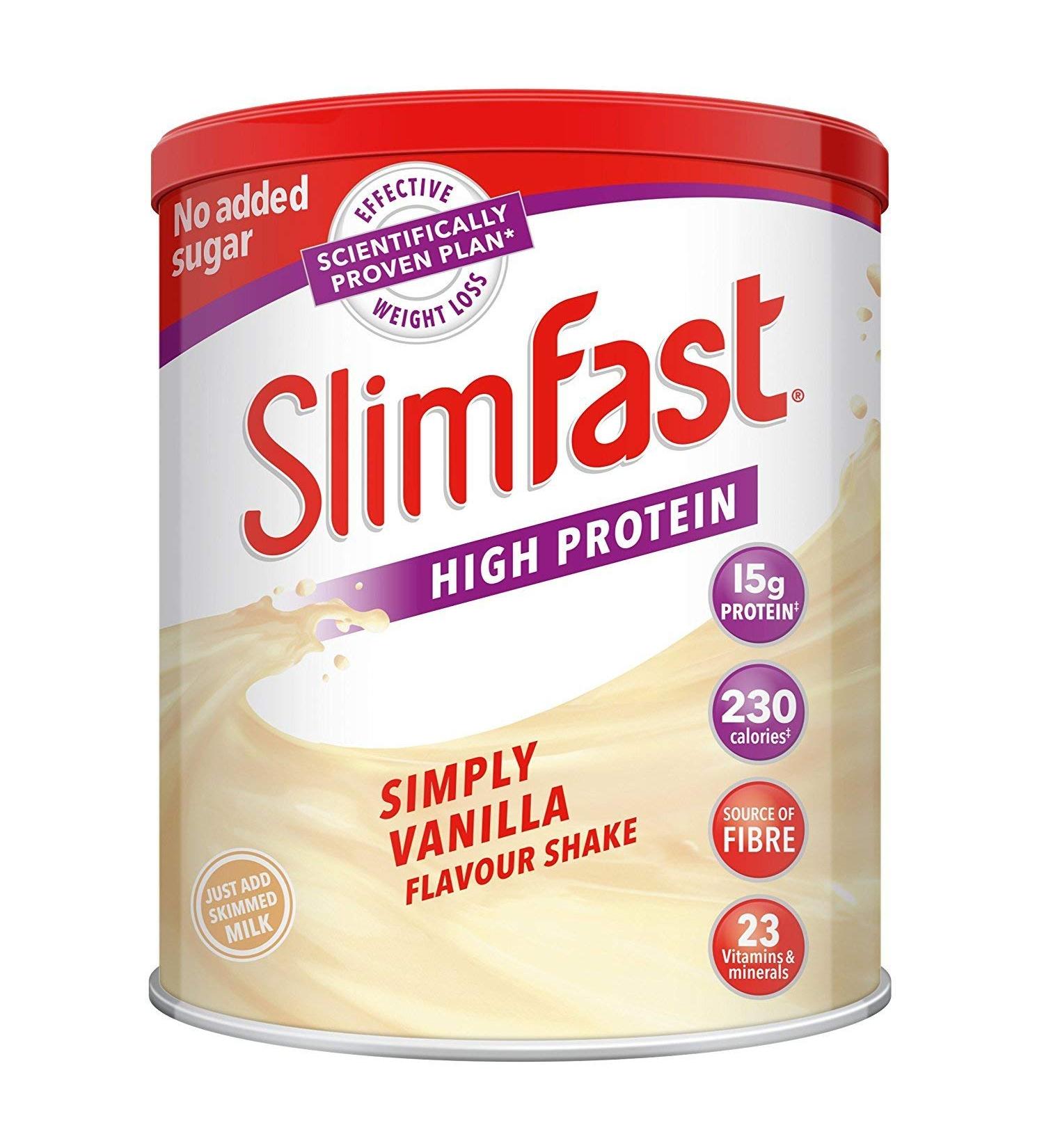 Slim-Fast Simply Vanilla Flavour Milkshake Powder - 12 Servings (438g)