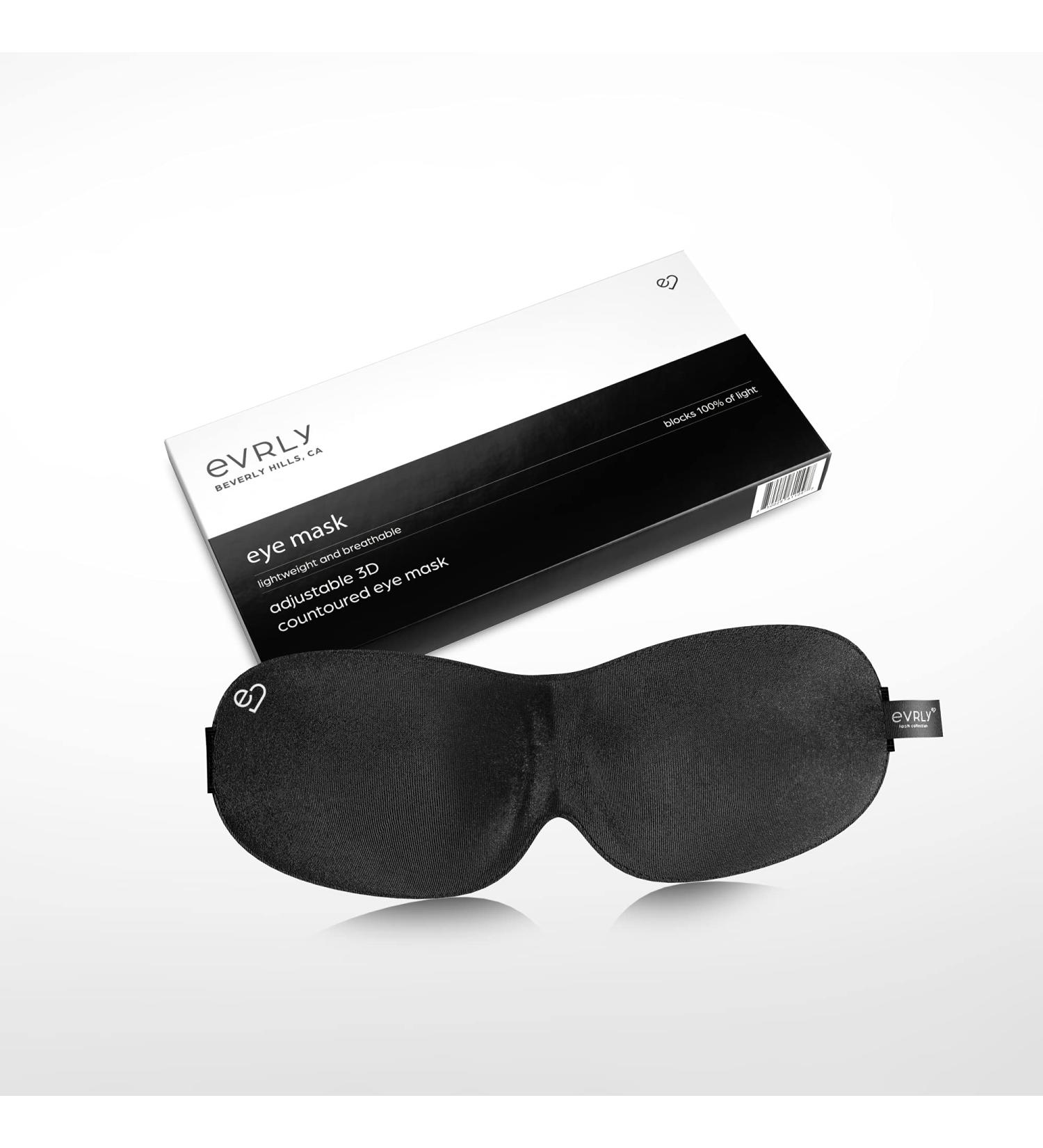 EVRLY Beverly Hills Eye Mask for Eyelash Extensions - 3D Contoured Design, Soft Fabric, Deep Eye Cavities - Adjustable Headband Strap for Pressure-Free Sleep & Travel (Black) - Buy Online on GoSupps.com