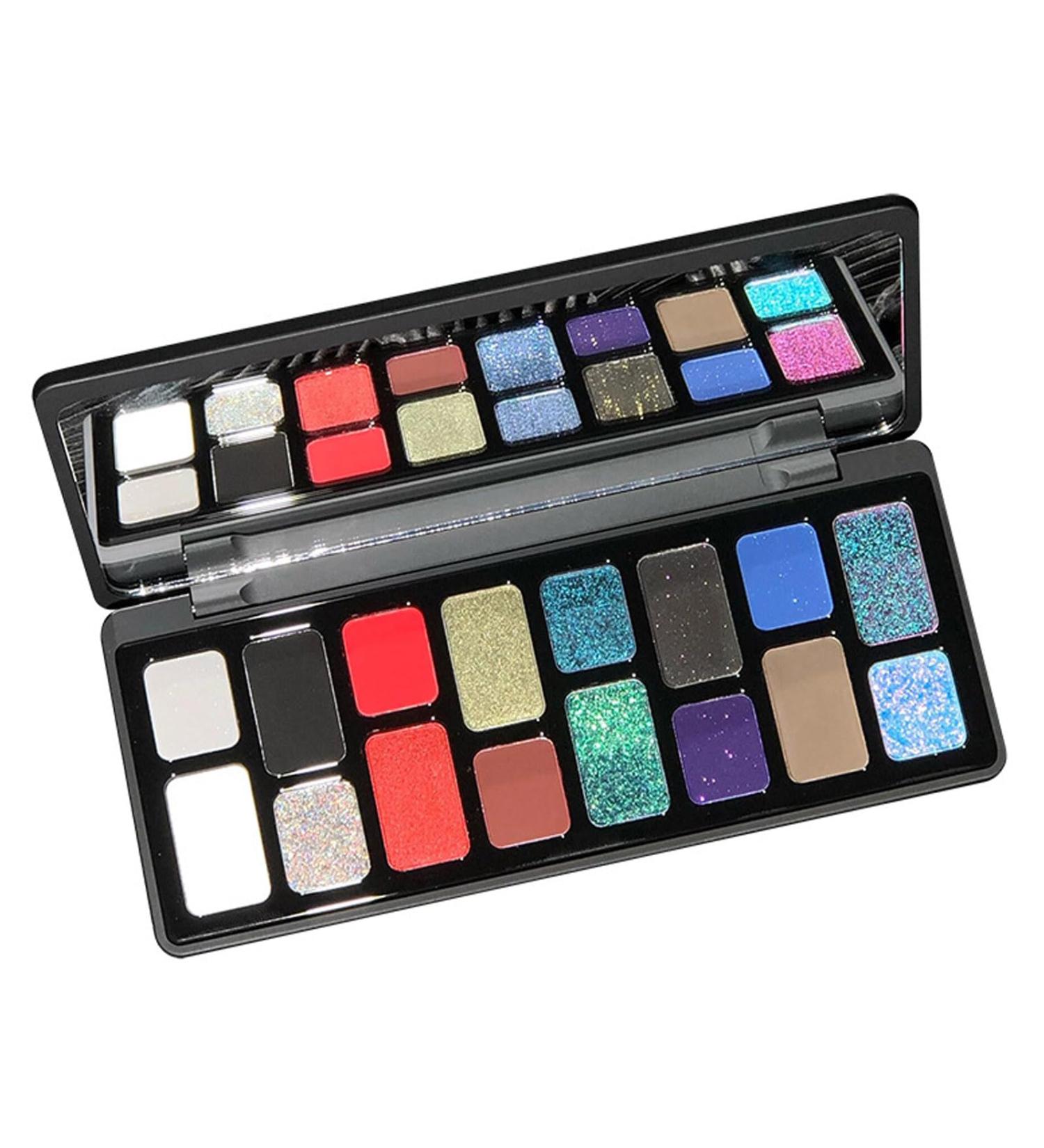 Smokey Eyeshadow Makeup Palette 16 Colors Cool Tone Shimmer Matte Metallic Long Lasting Waterproof Blendable Black Red Green Blue Glitter Neutral Holographic  - Buy Online on GoSupps.com