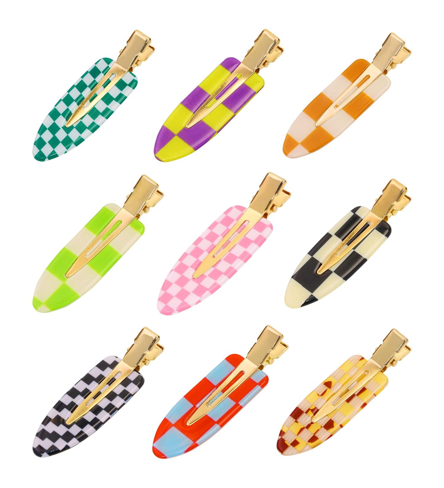 Mini Skater 9Pcs No Bend Hair Clips - Checkerboard Style for Seamless Hairpin, Curl Pin, and Makeup Application - Women's Hair Accessories - Buy Online on GoSupps.com