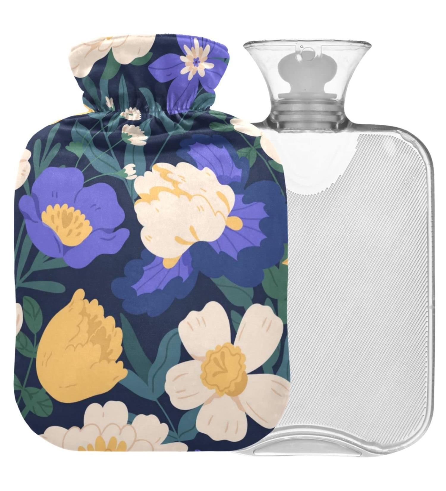 Shop Naanle Hot Water Bottle with Lid - Irises & Peonies Flowers | 1L Heat Bottle for Back Pain Relief Hand & Feet Warmer Neck Warmth & Cold Therapy | International Shipping - Buy Online on GoSupps.com